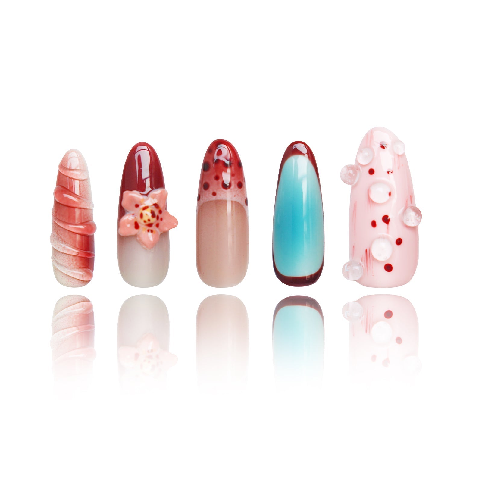 Siva Nail, Whimsical Bloom, Artistic Floral, Handmade Press on Nails