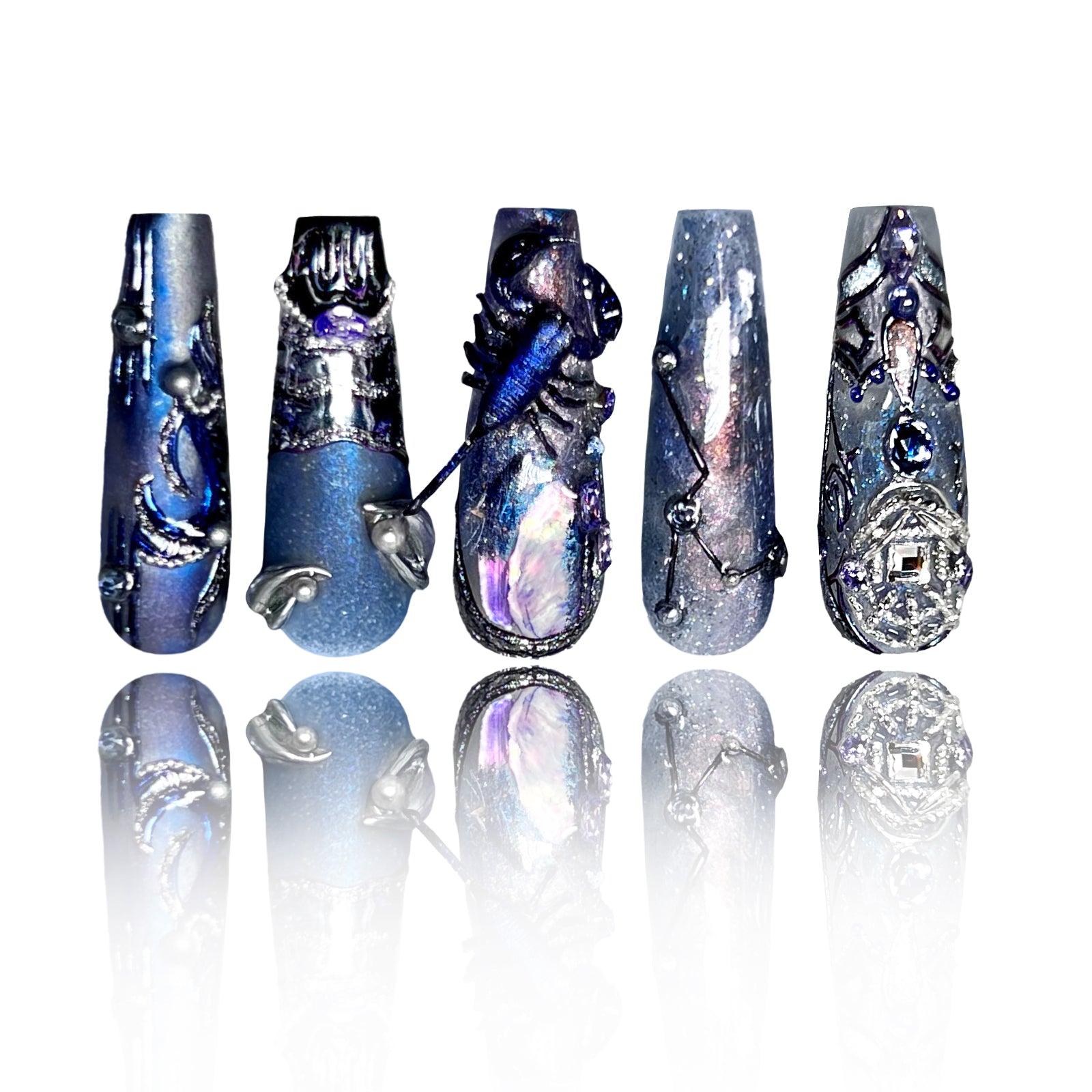 Siva Nail, Scorpio Galaxy, Cosmic Scorpion, Handmade Press on Nails