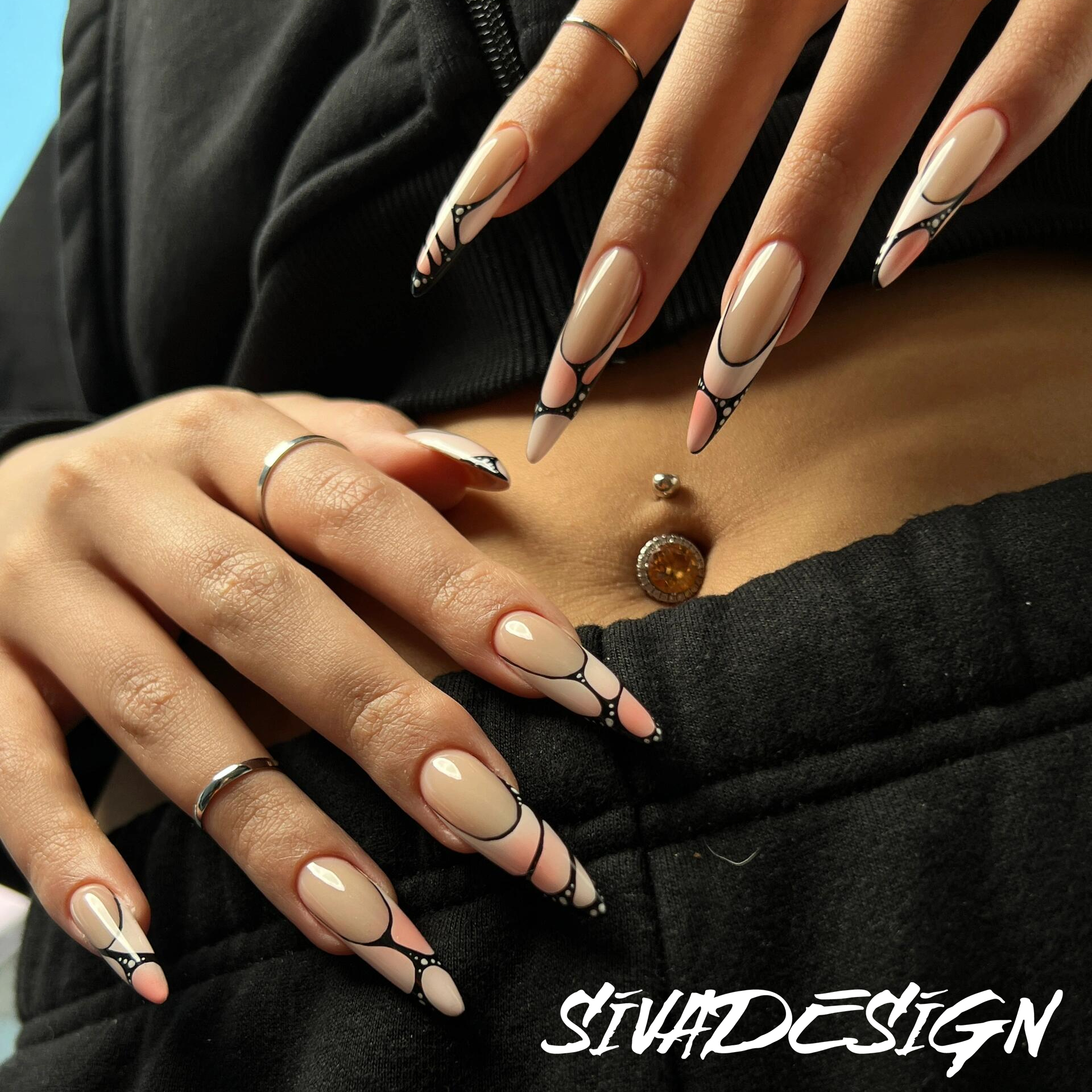 Siva Nail, Dreamweave, Chic Geometric Stiletto, Handmade Press on Nails