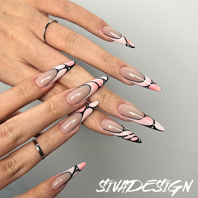 Siva Nail, Dreamweave, Chic Geometric Stiletto, Handmade Press on Nails