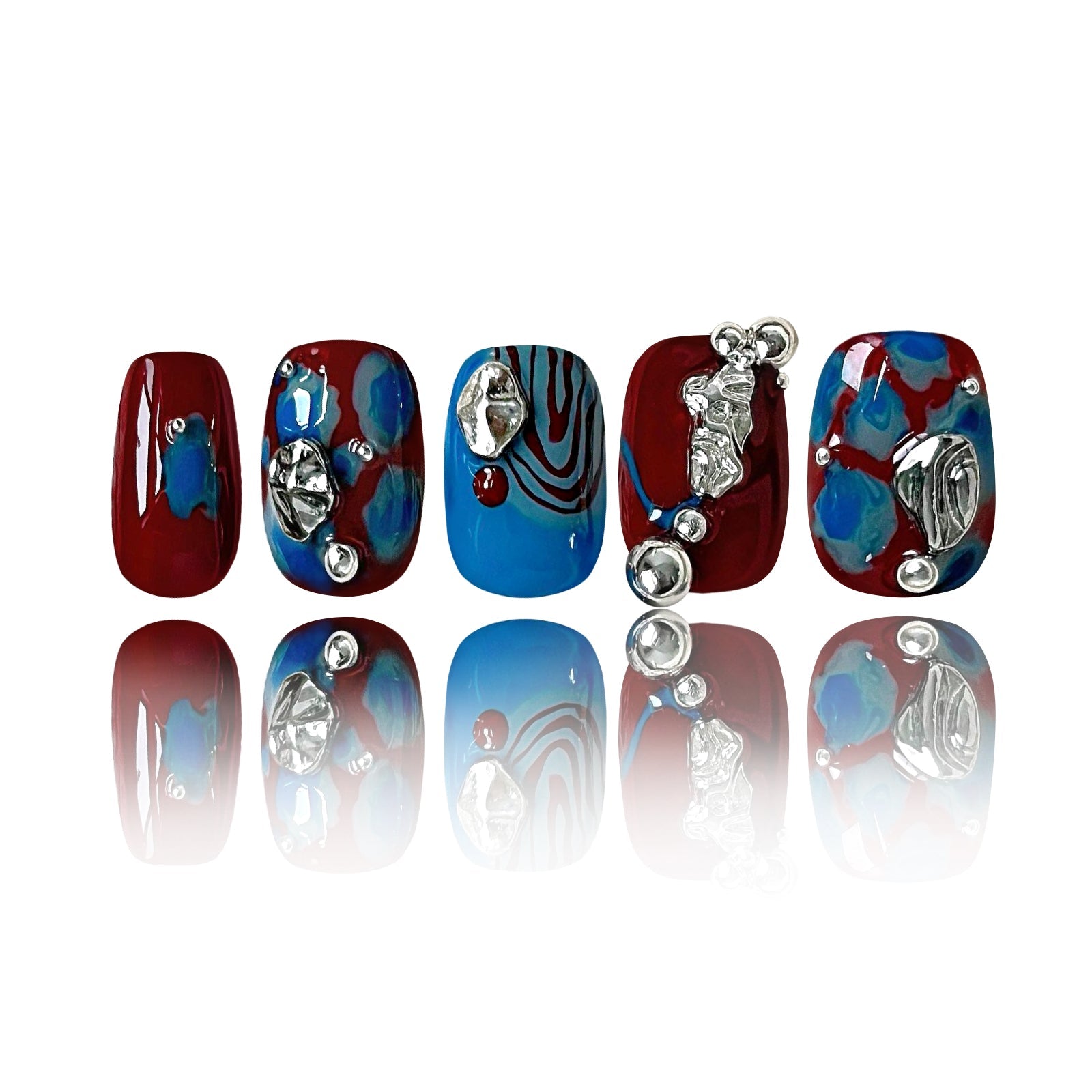 Siva Nail, Stellar Swirl, Cosmic Abstract, Handmade Press on Nails