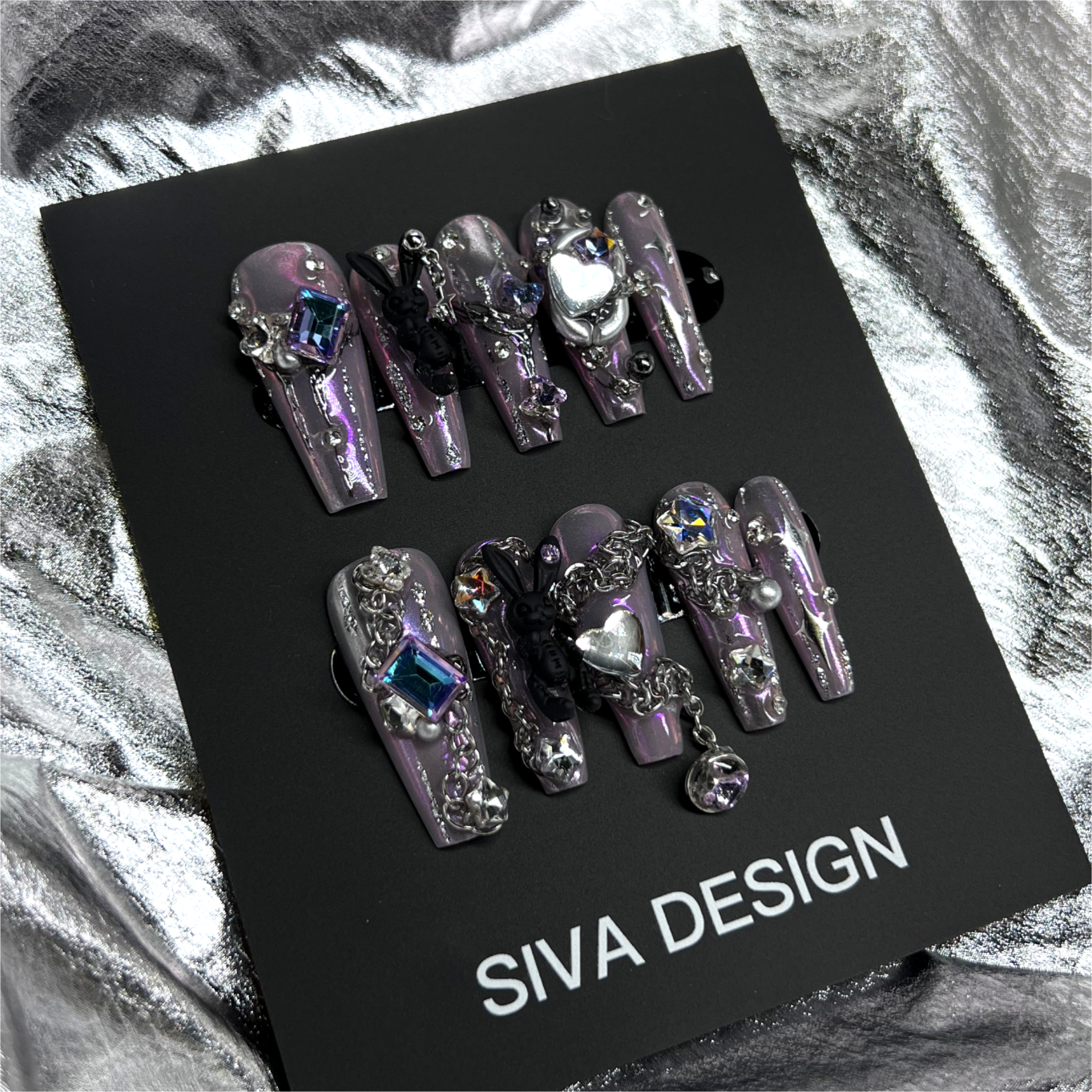 Siva Nail, Rabbit (Purple), Chic Handmade Press on Nails