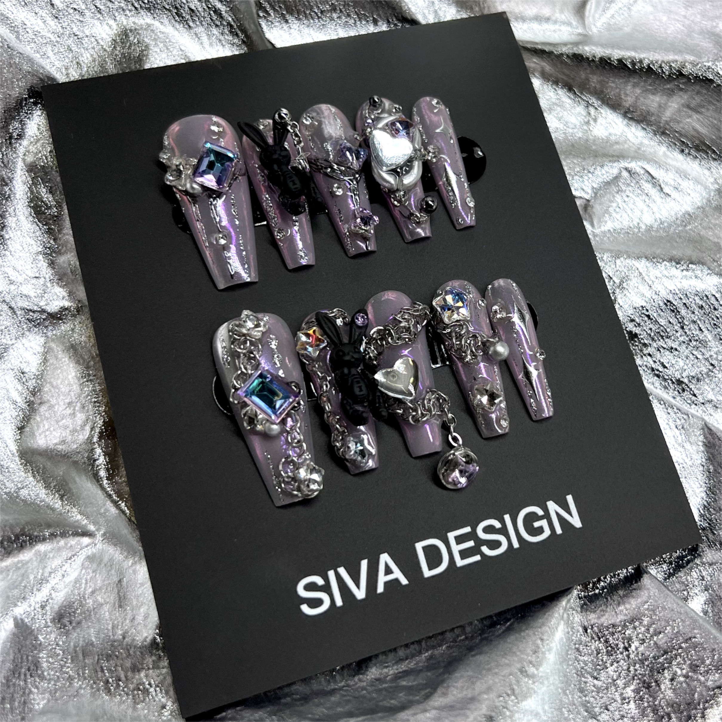 Siva Nail, Rabbit (Purple), Chic Handmade Press on Nails