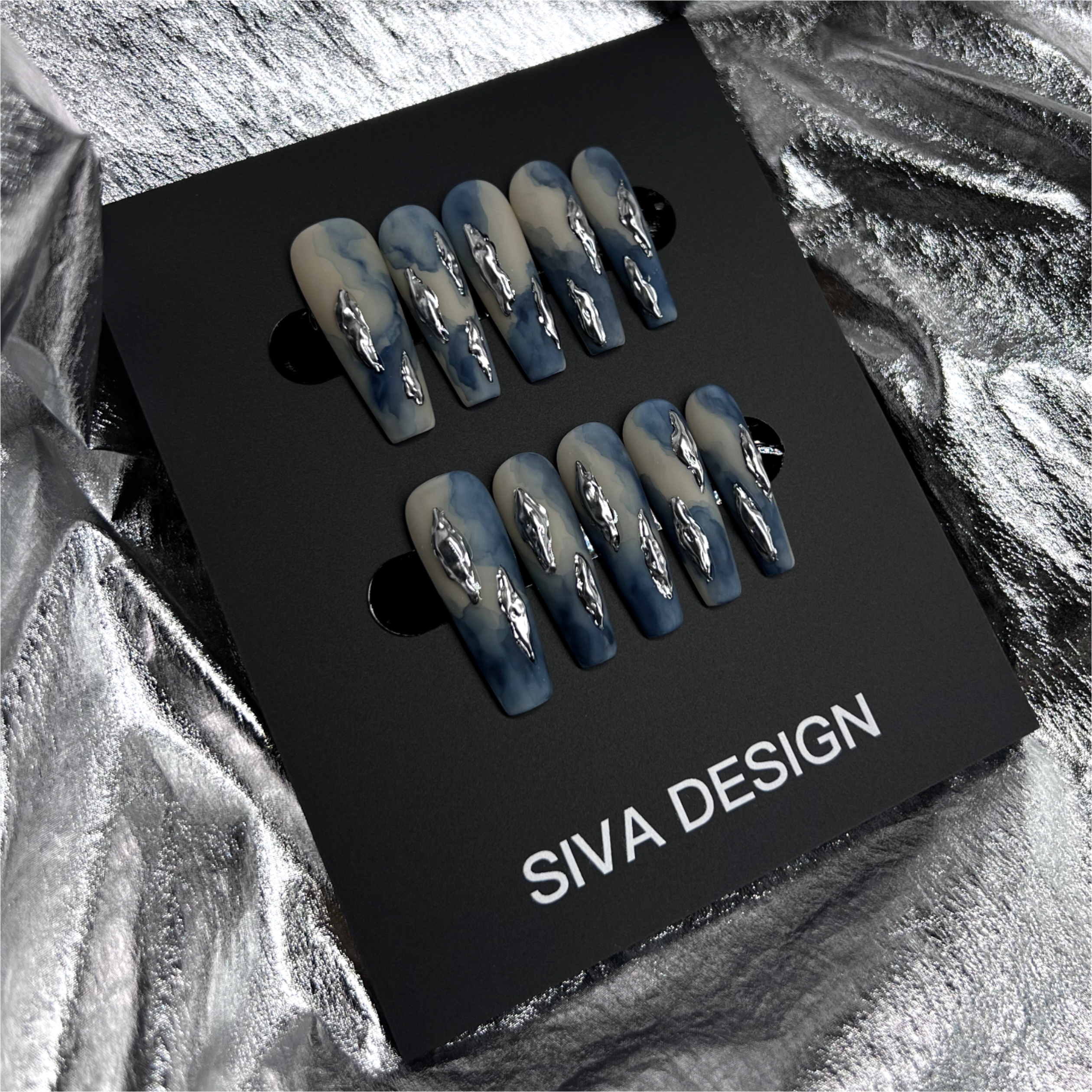 Siva Nail, Denim, Artistic Style Handmade Press on Nails