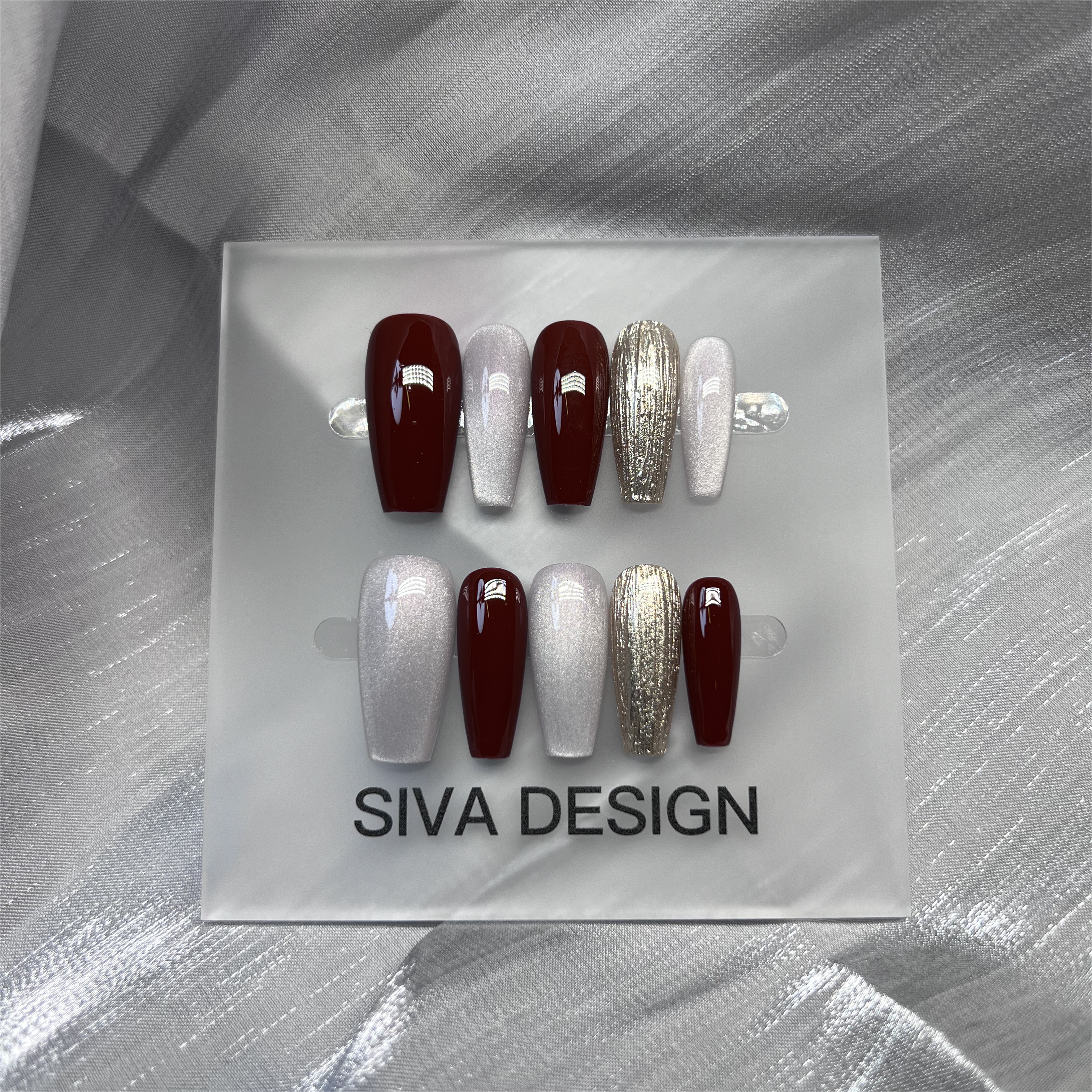 Siva Nail, Golden Hour, Shimmering Holiday, Handmade Press on Nails