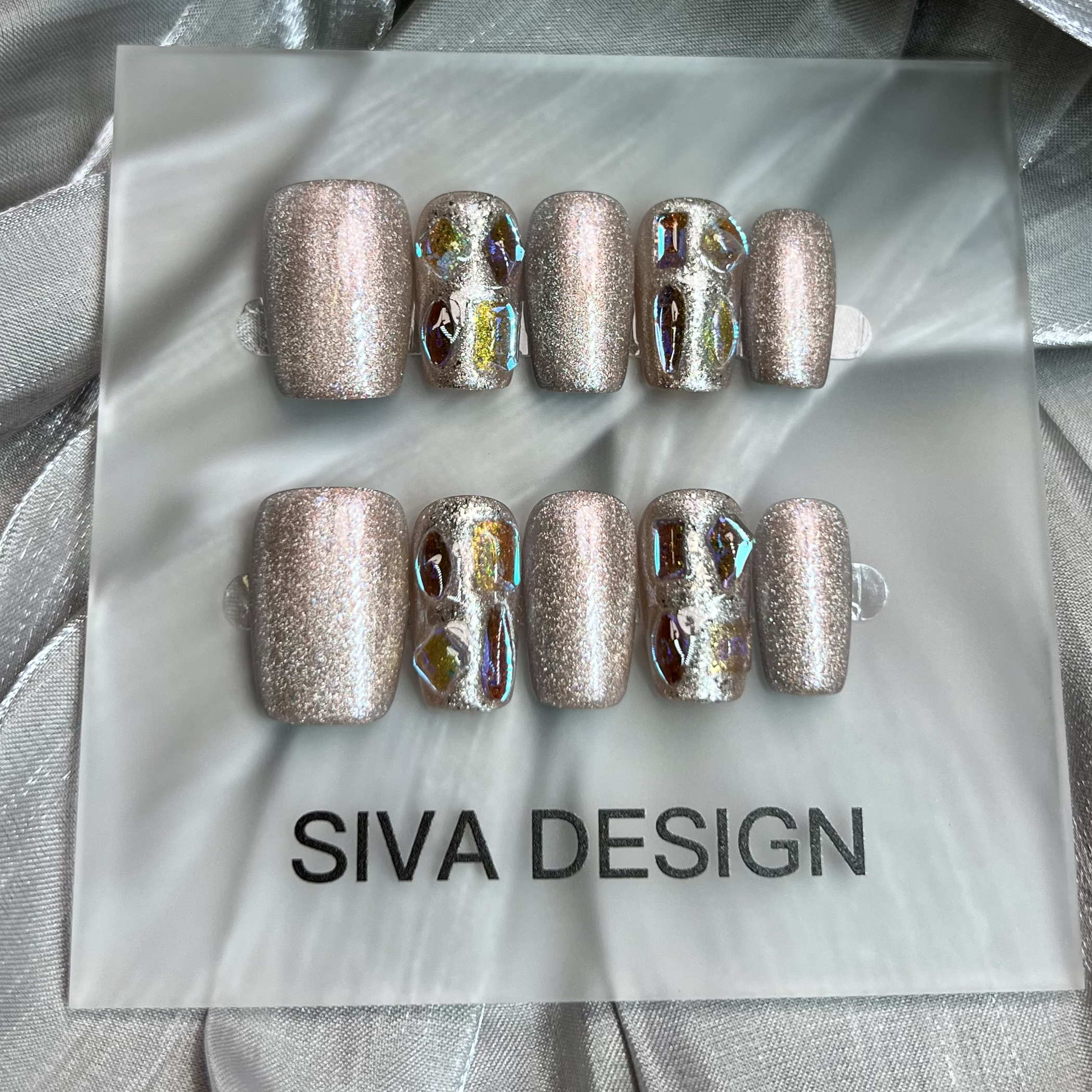 Siva Nail, Velvet Rush, Luxe Sparkle, Handmade Press on Nails