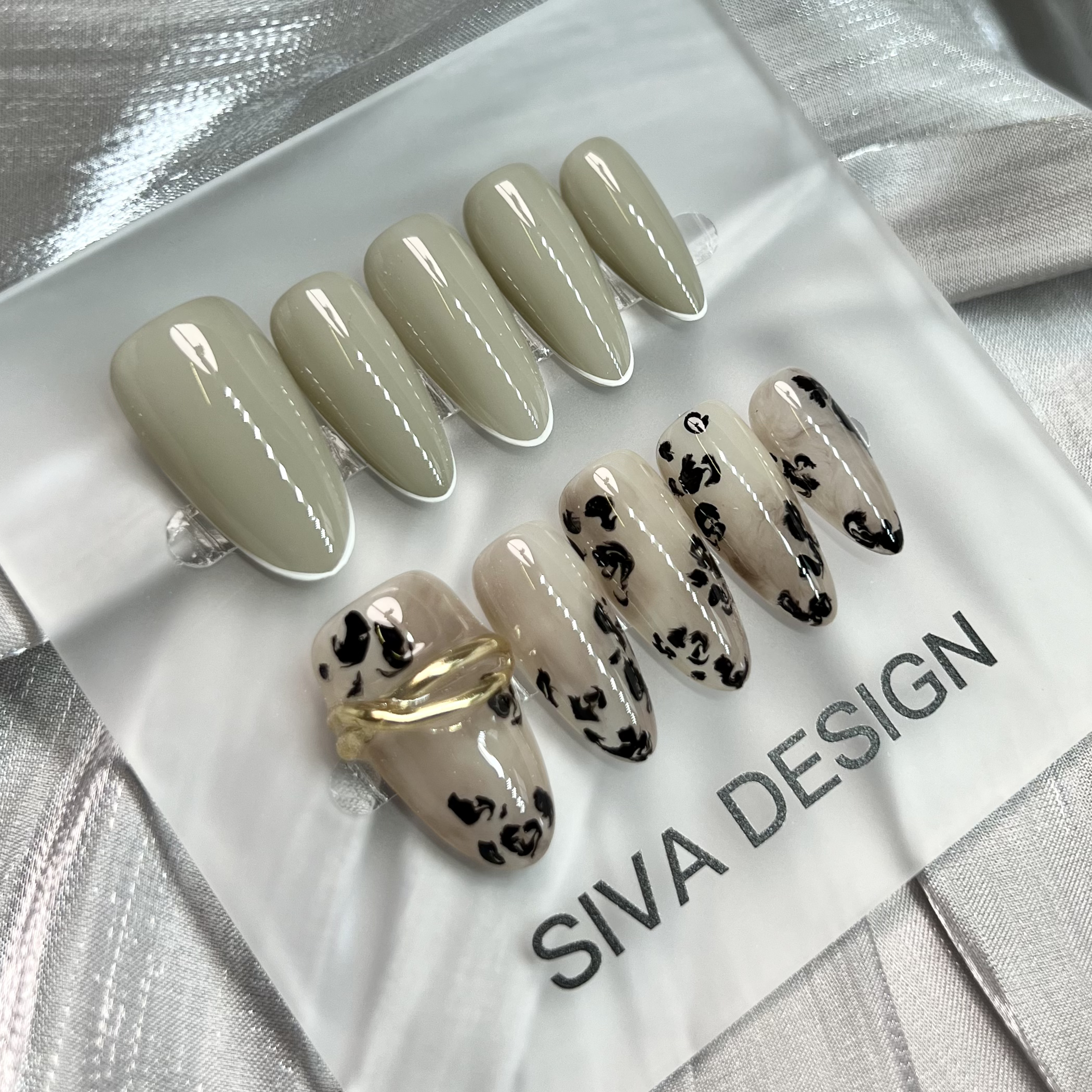 Siva Nail, Polka Dot Parade, Chic Neutral Leopard, Handmade Press on Nails