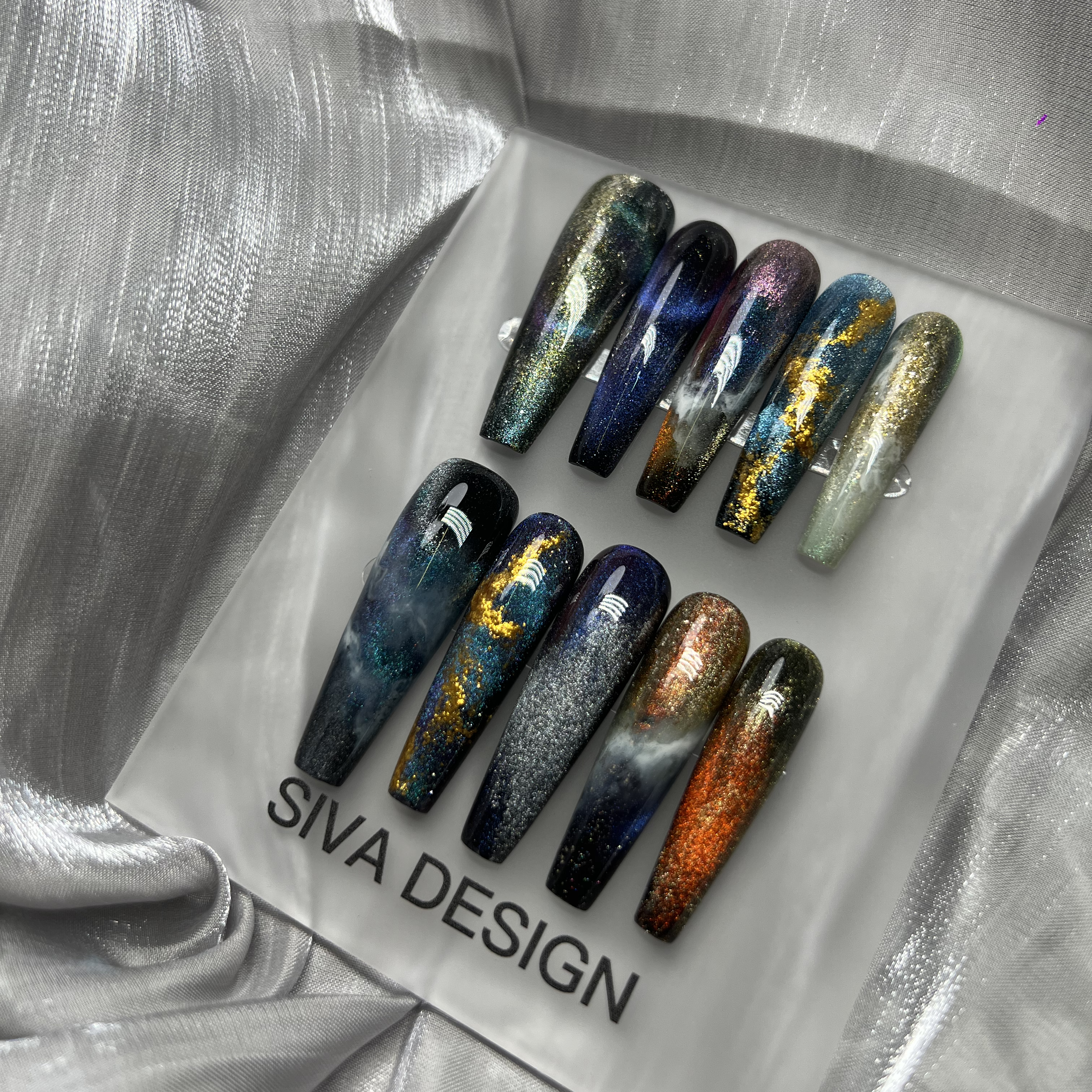 Siva Nail, Nebula Glow, Glitter Handmade Press on Nails