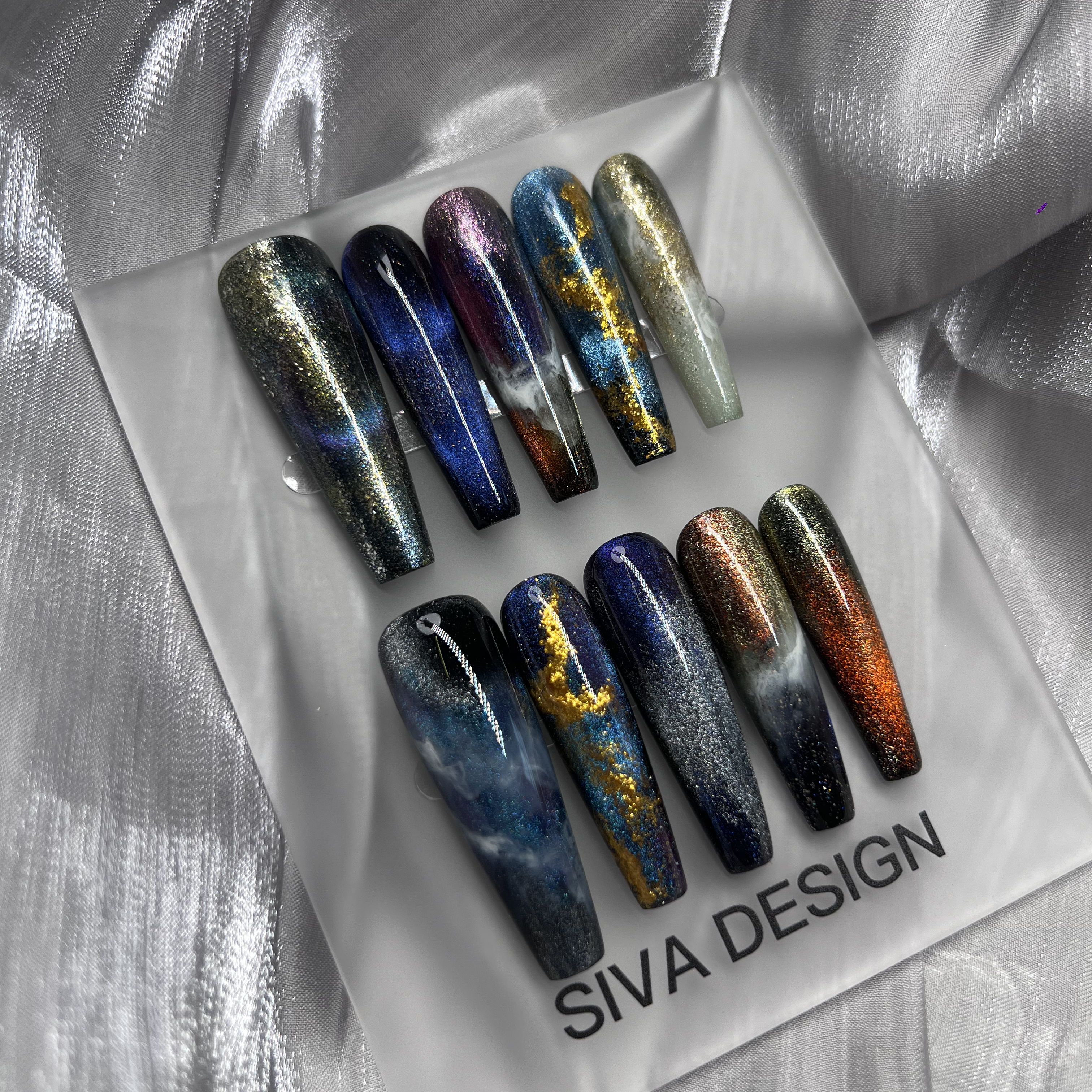 Siva Nail, Nebula Glow, Glitter Handmade Press on Nails