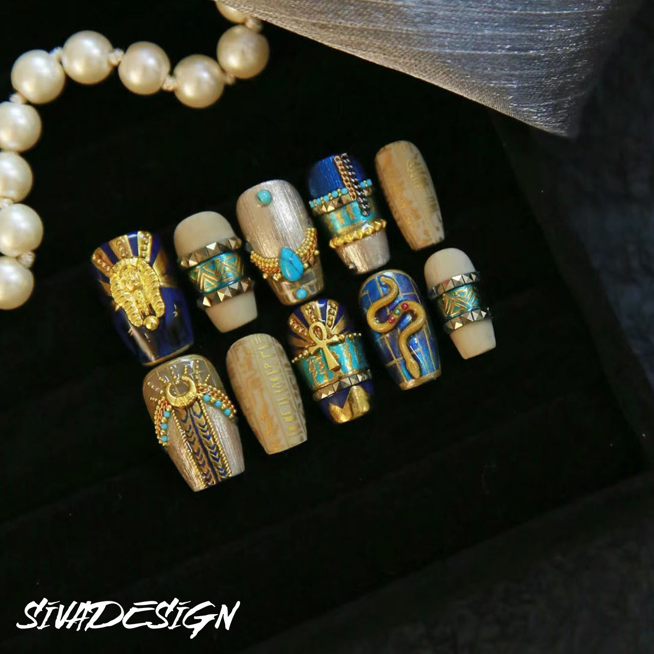 Siva Nail, Luxor's Treasure, Luxury Handmade Press on Nails