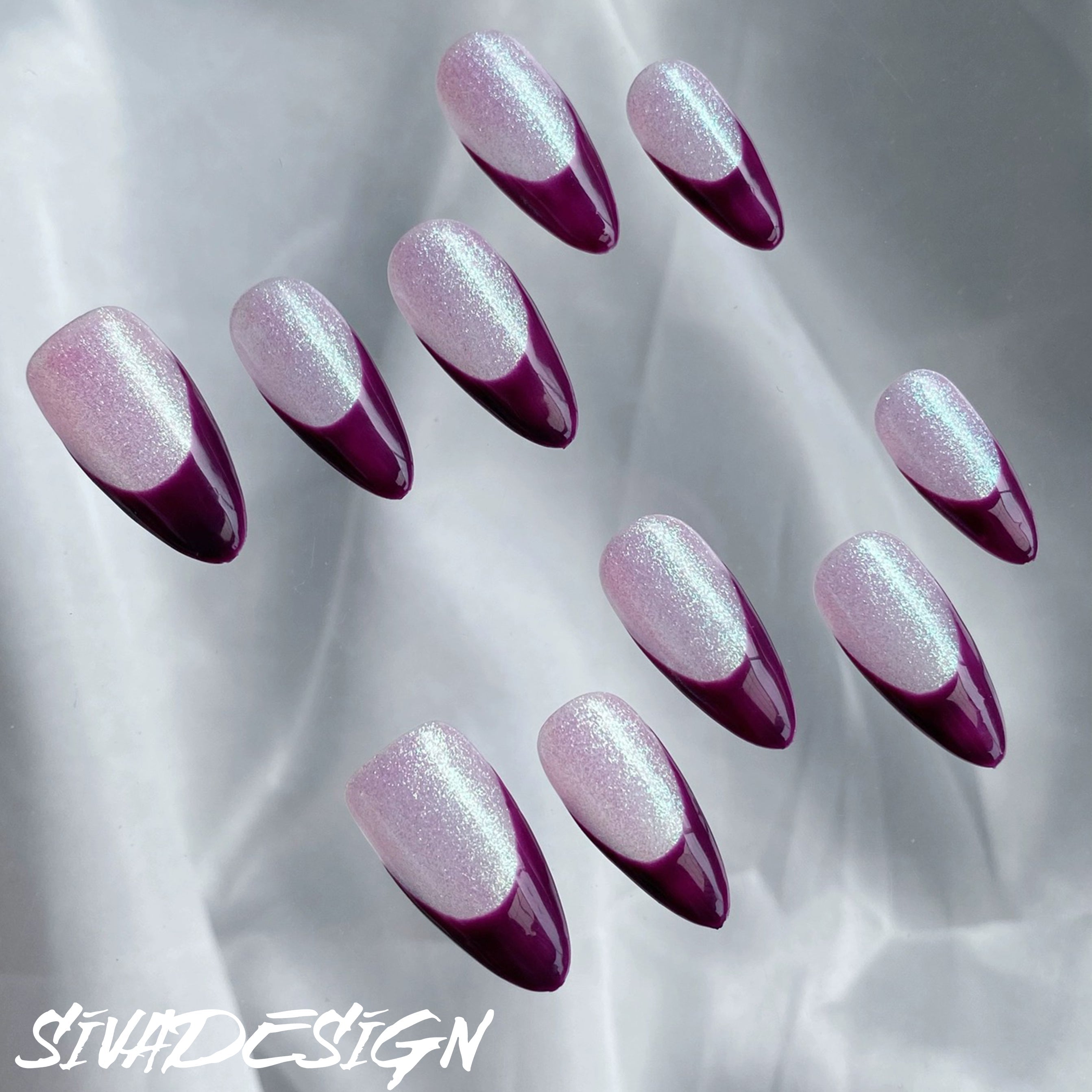 Siva Nail, Lavender Twilight, Short Almond Handmade Press on Nails