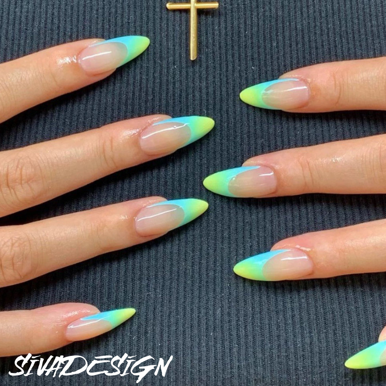 Siva Nail, Tropical Ripple, Vibrant Summer, Handmade Press on Nails