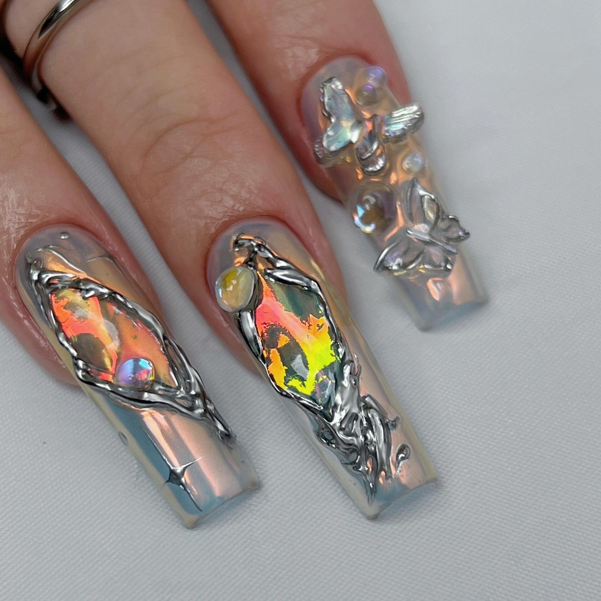 Siva Nail, Spectrum Surge, Prismatic Jewel, Handmade Press on Nails