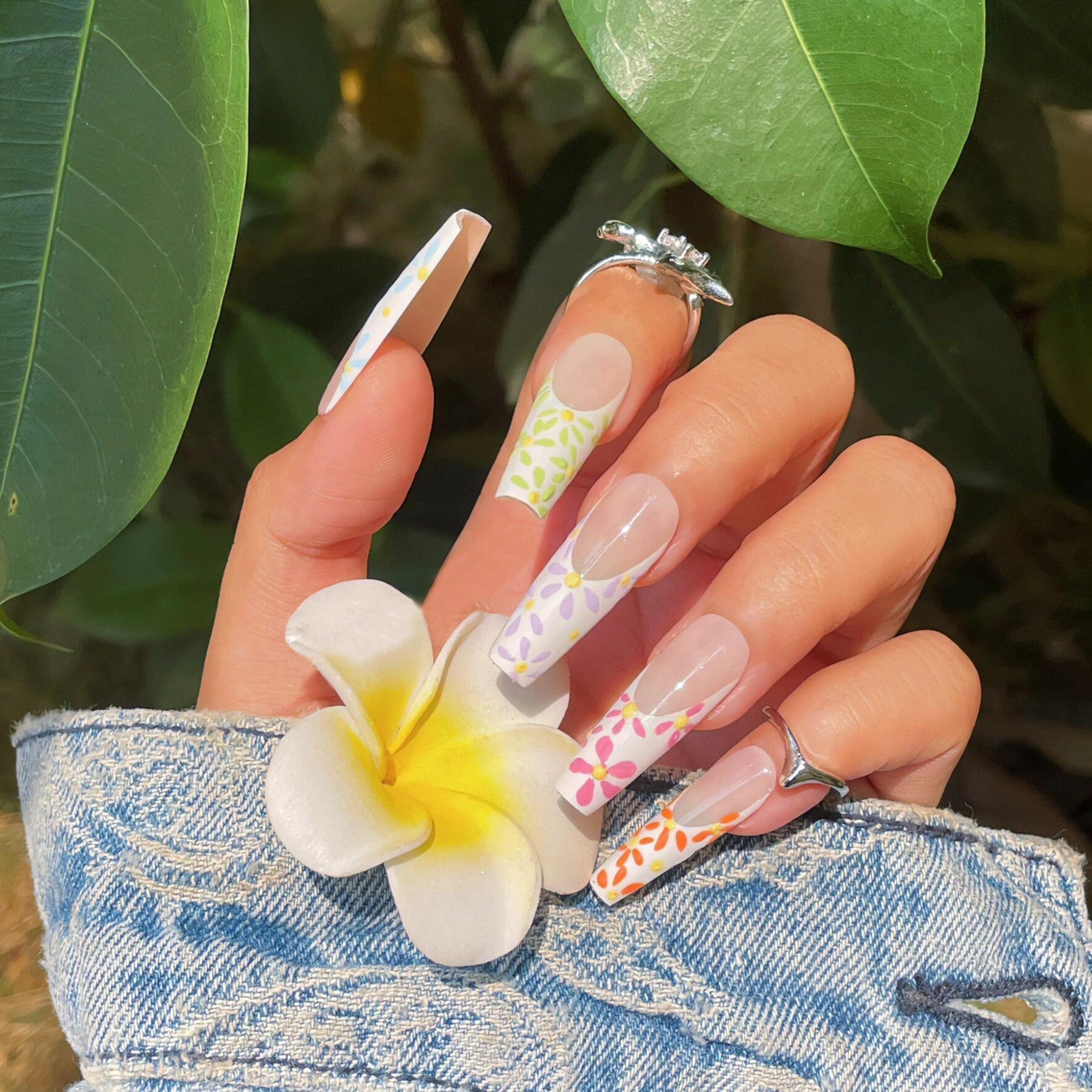 Siva Nail, Springtime Sonata, Vibrant Floral, Handmade Press on Nails