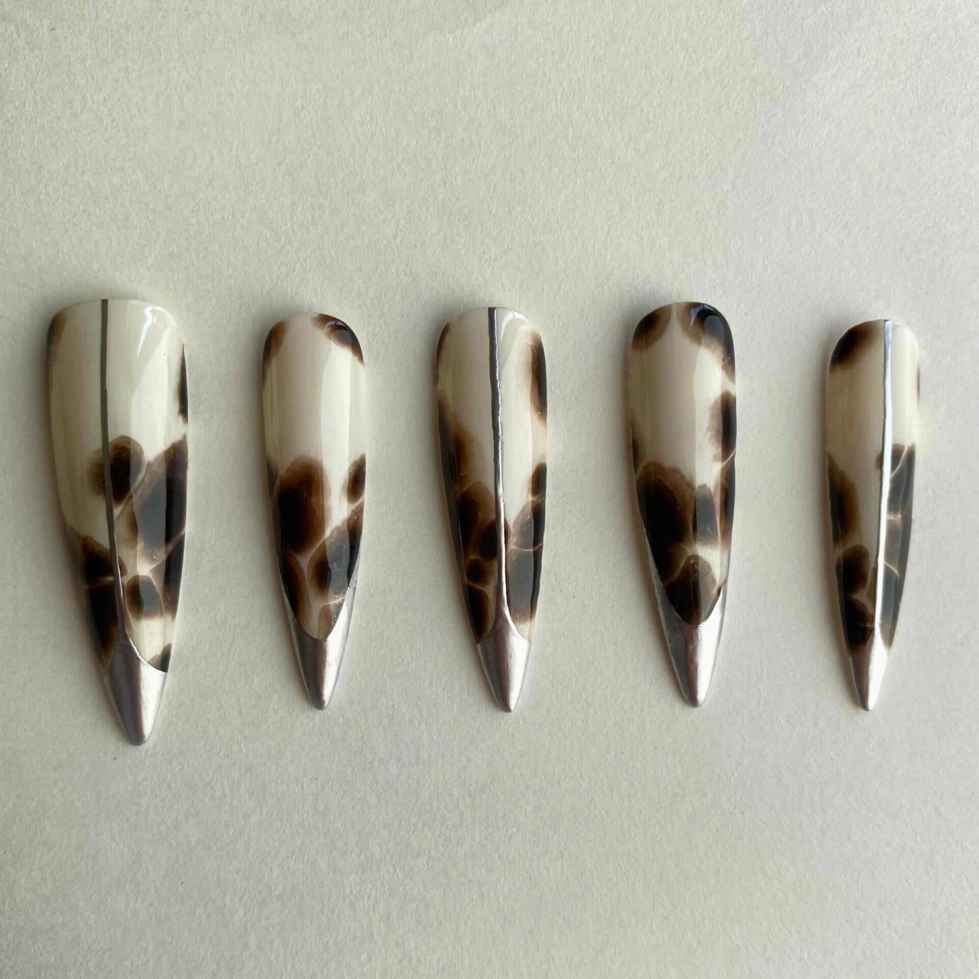 Siva Nail, Tortoiseshell Chic, Luxe Statement, Handmade Press on Nails