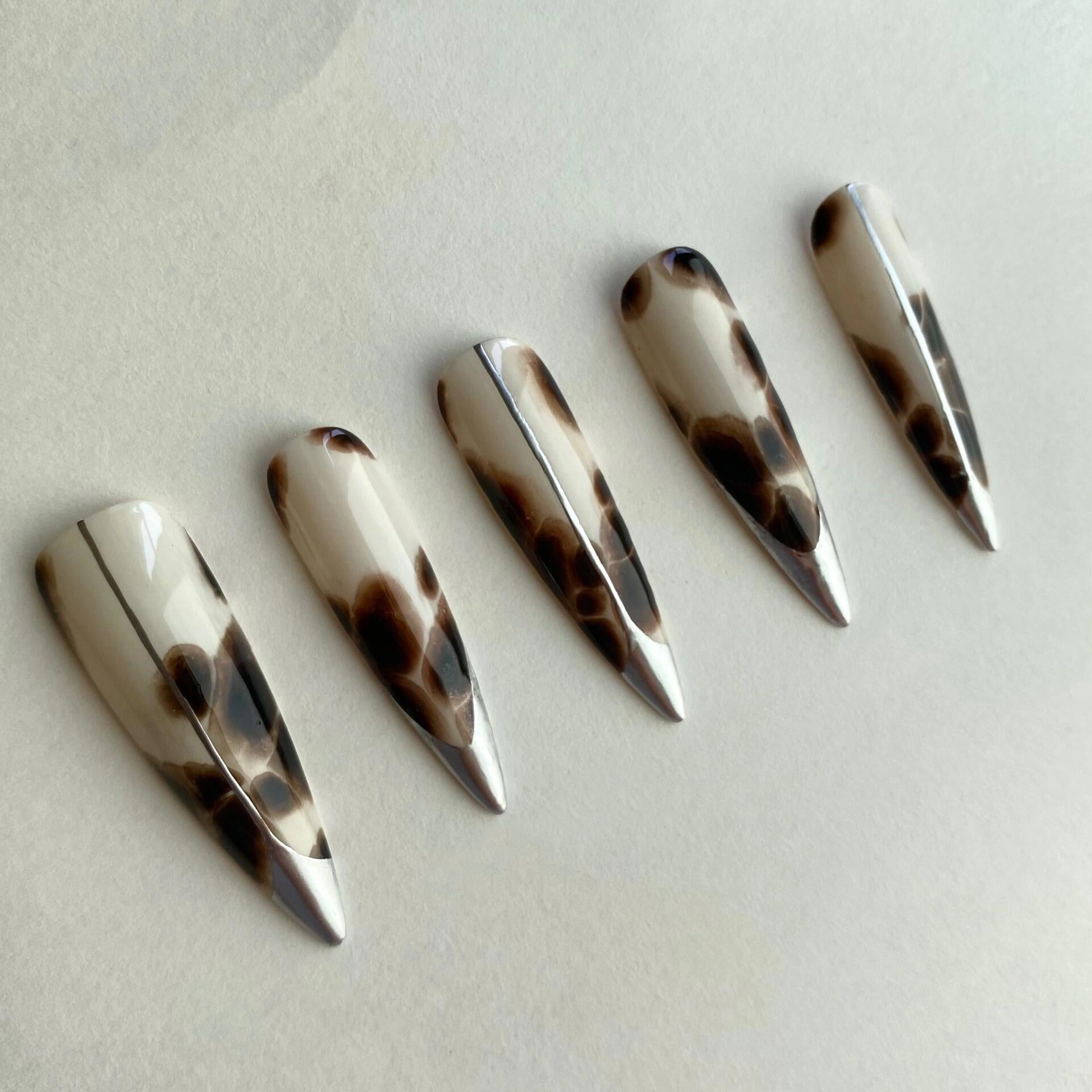 Siva Nail, Tortoiseshell Chic, Luxe Statement, Handmade Press on Nails