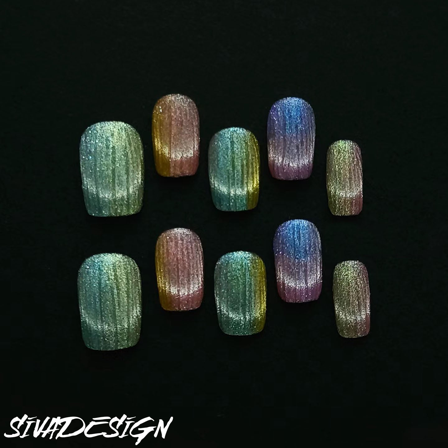 Siva Nail, Color Danube, Multicolor Style Handmade Press on Nails