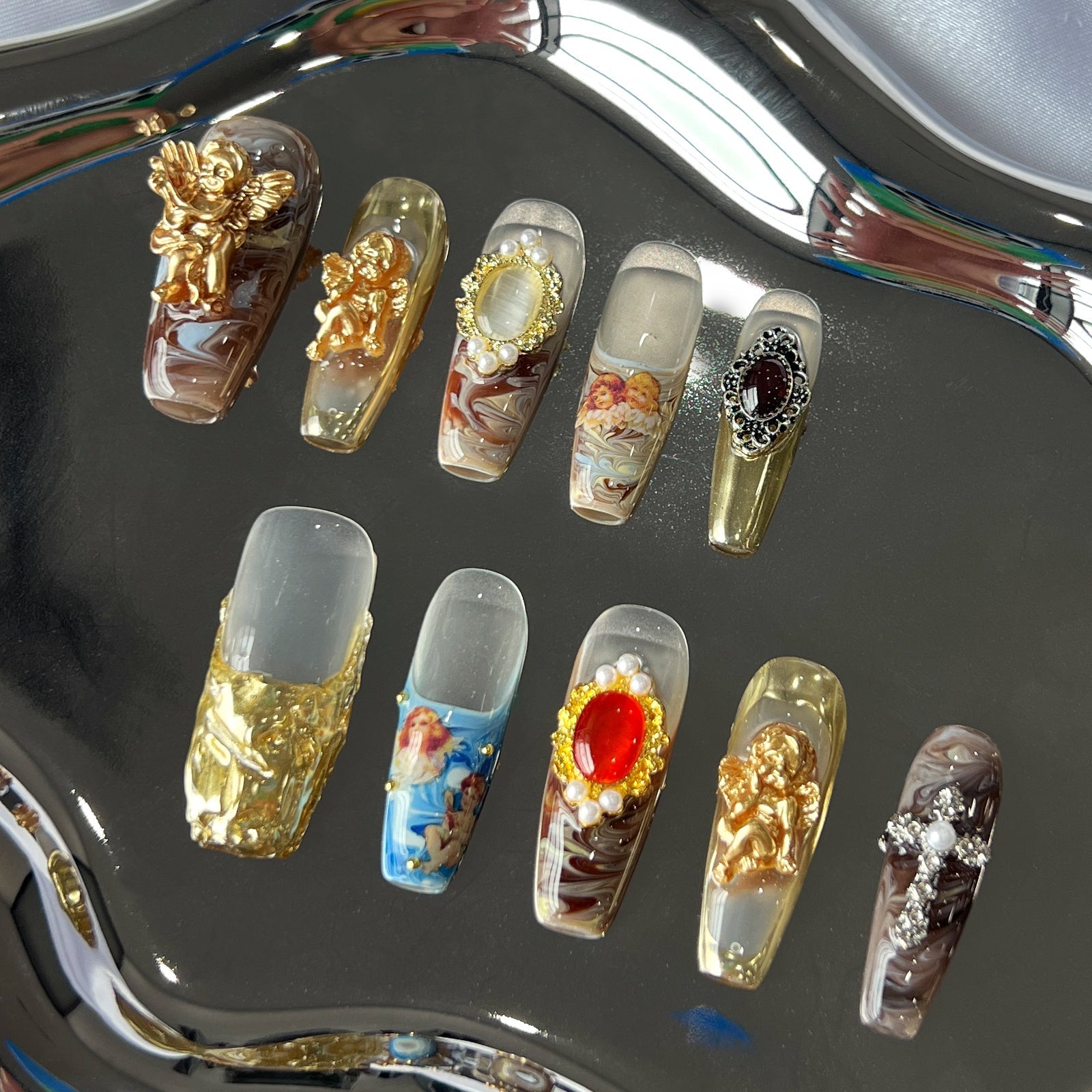 Siva Nail, Royal Opulence, Vintage Baroque, Handmade Press on Nails