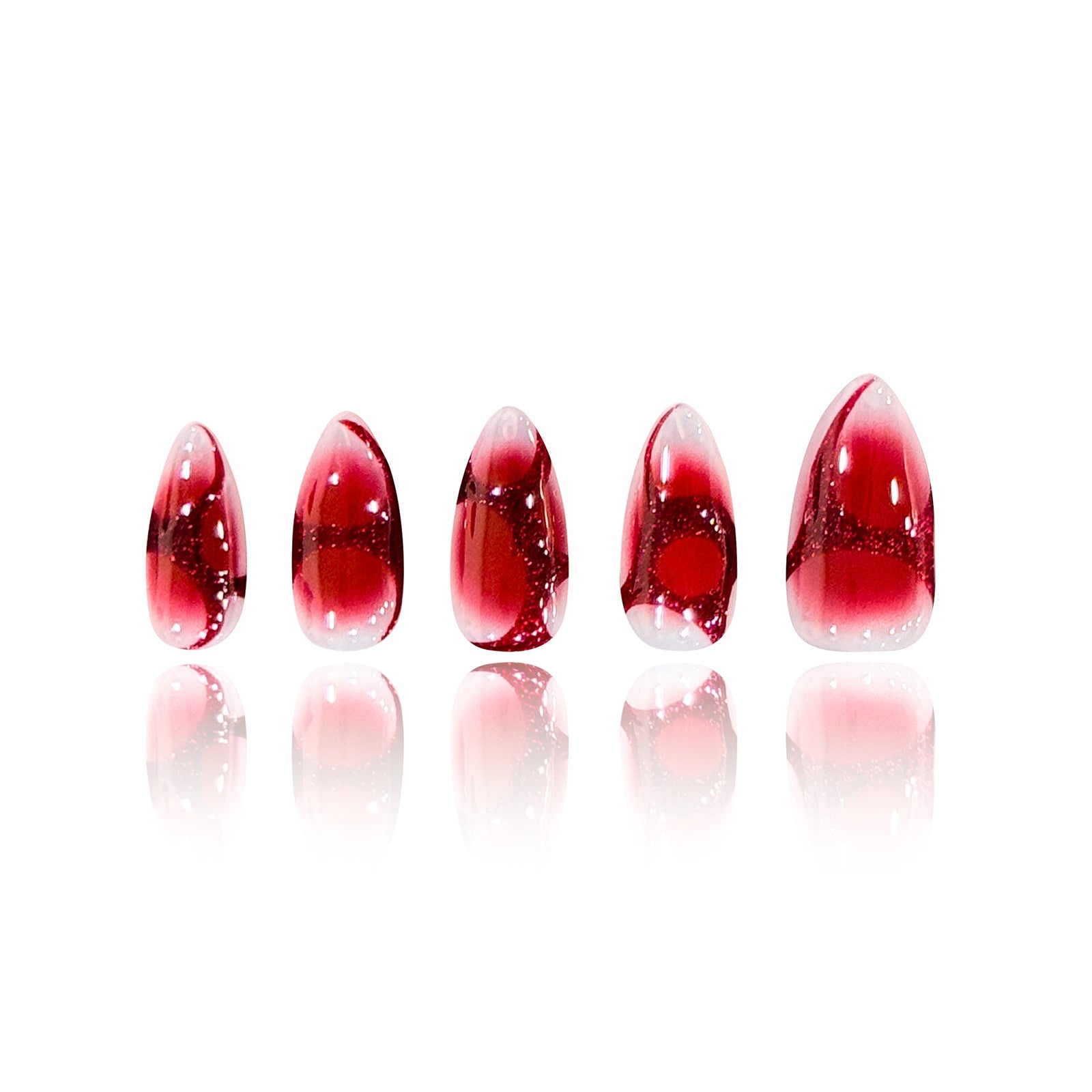 Siva Nail, Burgundy Waves, Elegant Red Ombre Handmade Press on Nails