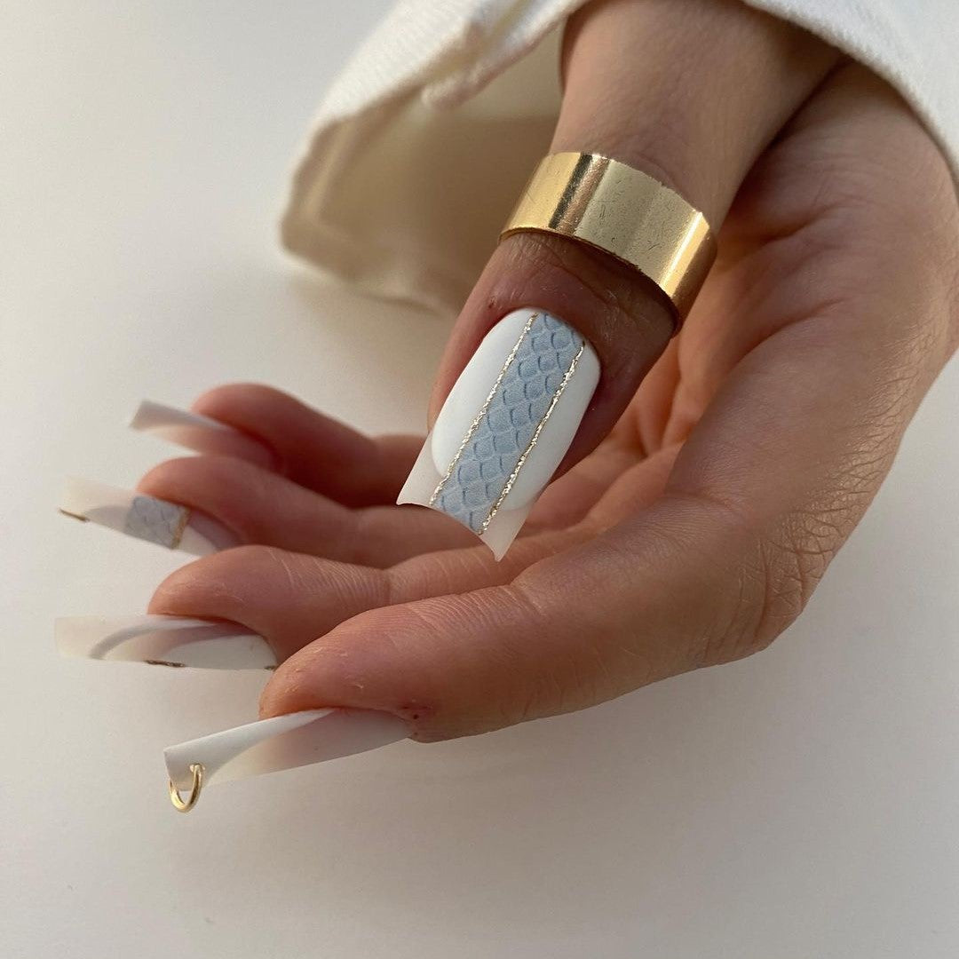 Siva Nail, Purity, Elegant White French Tip, Handmade Press on Nails