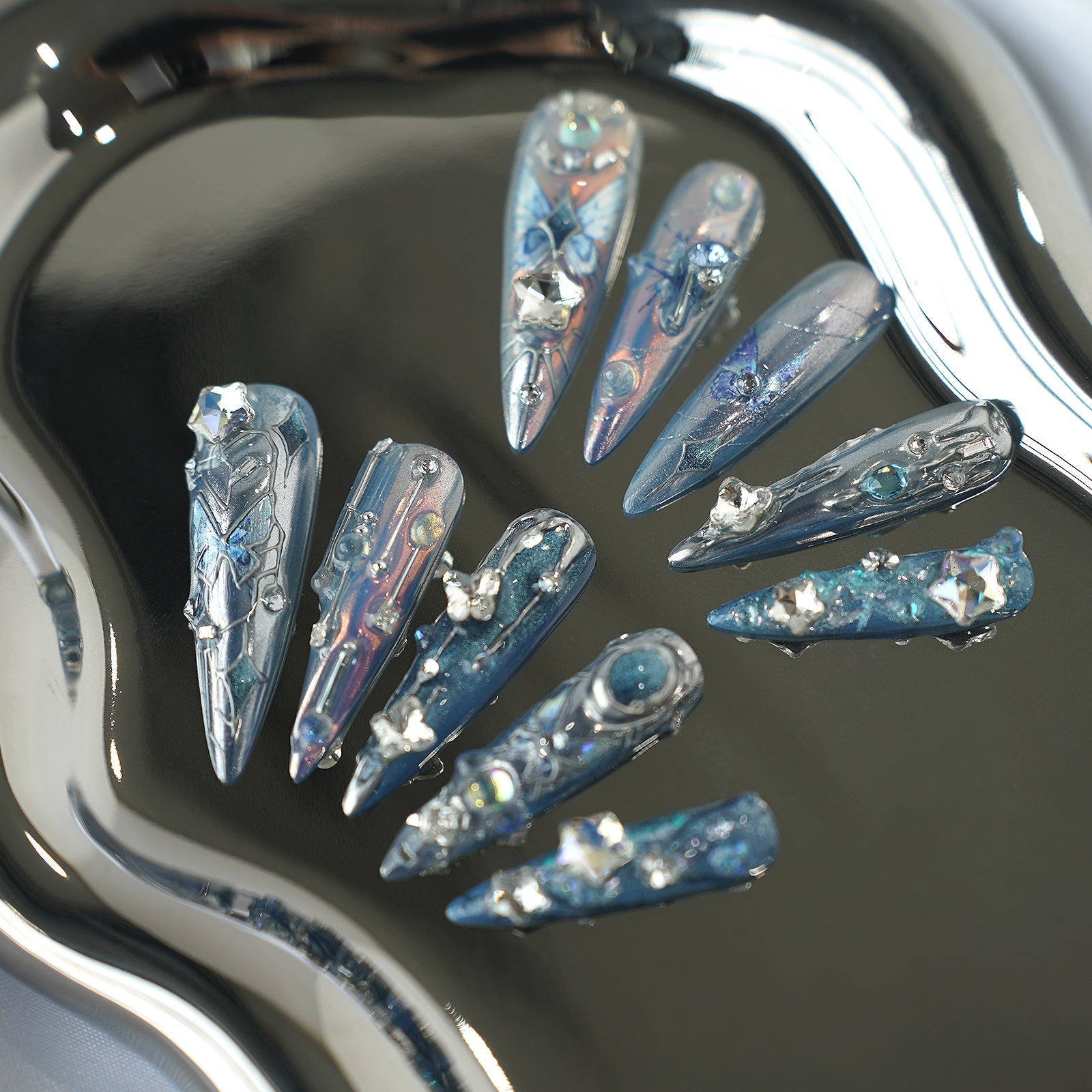 Siva Nail, Ice Queen, Stiletto Acrylic Press on Nails