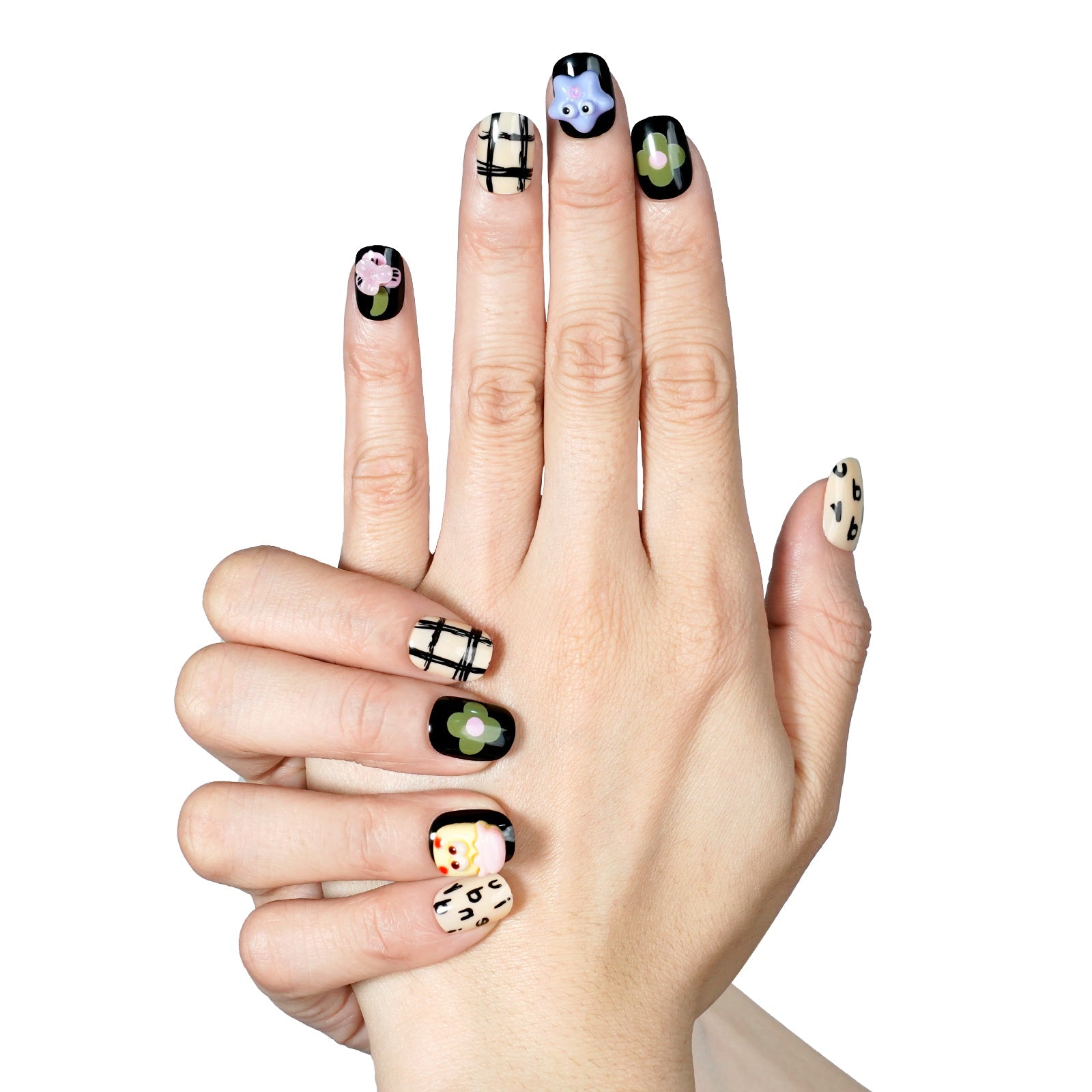 Siva Nail, Playful Blooms, Squoval Press on Nails