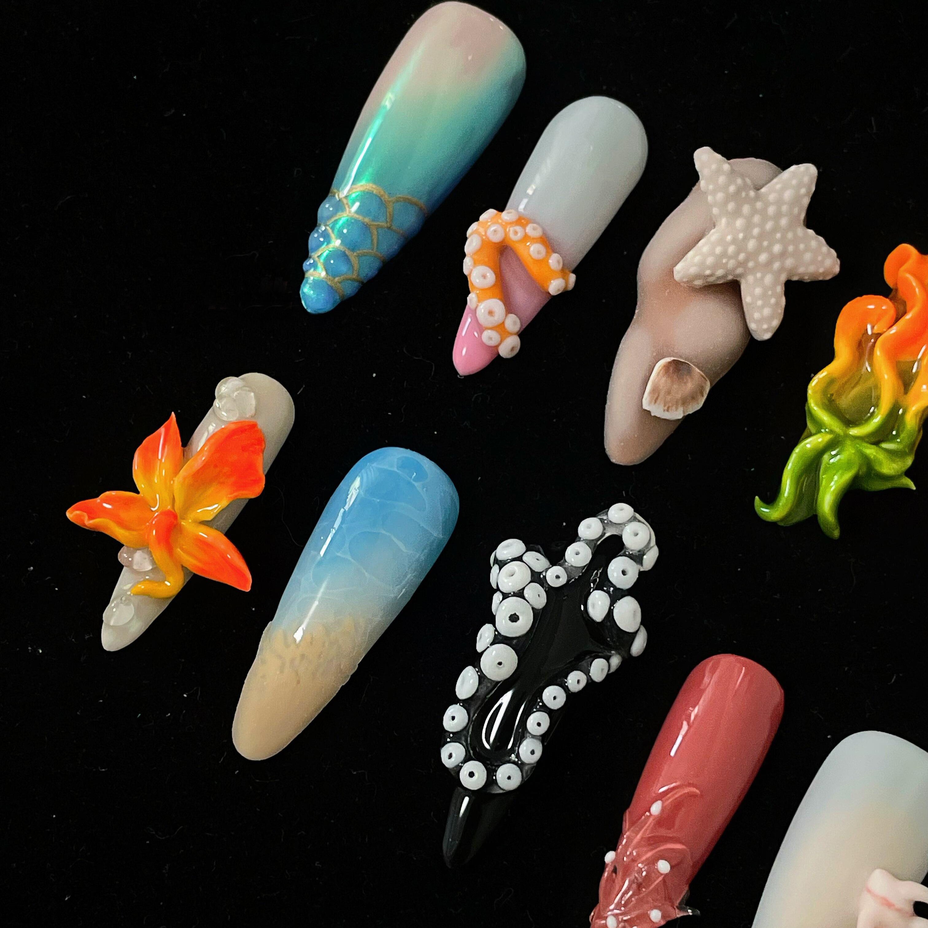 Siva Nail, Seashell Dream, Ocean Inspired, Handmade Press on Nails