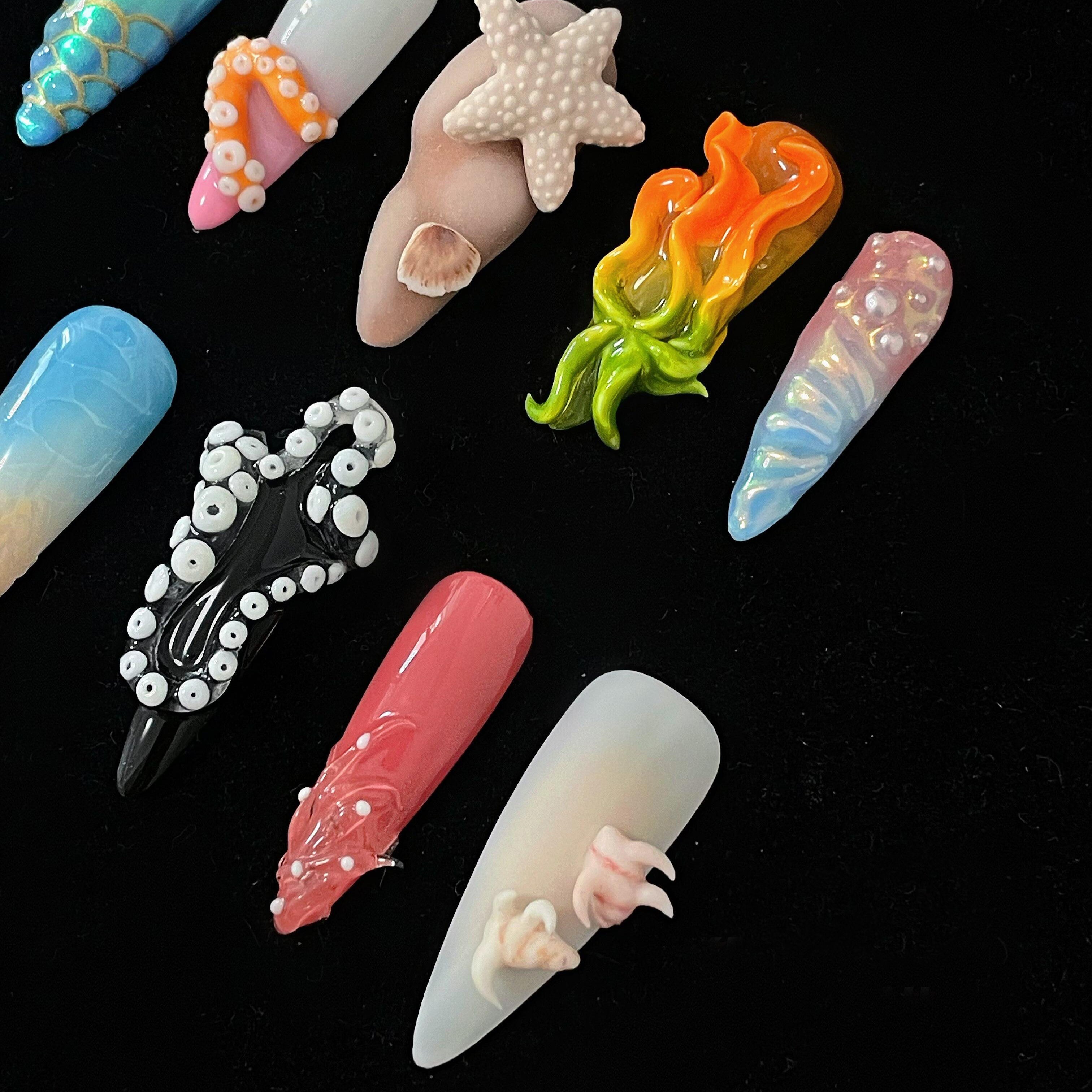 Siva Nail, Seashell Dream, Ocean Inspired, Handmade Press on Nails