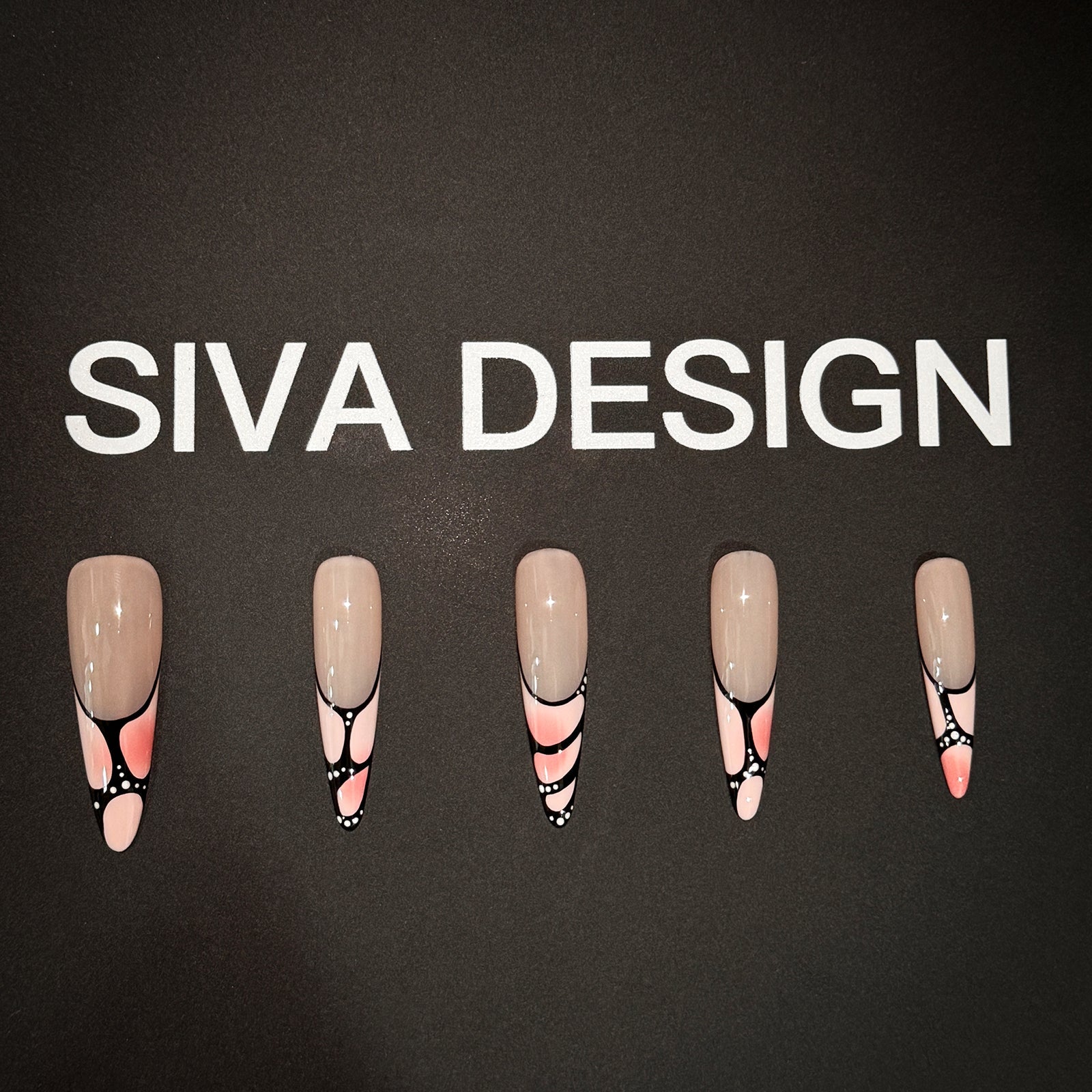 Siva Nail, Dreamweave, Chic Geometric Stiletto, Handmade Press on Nails