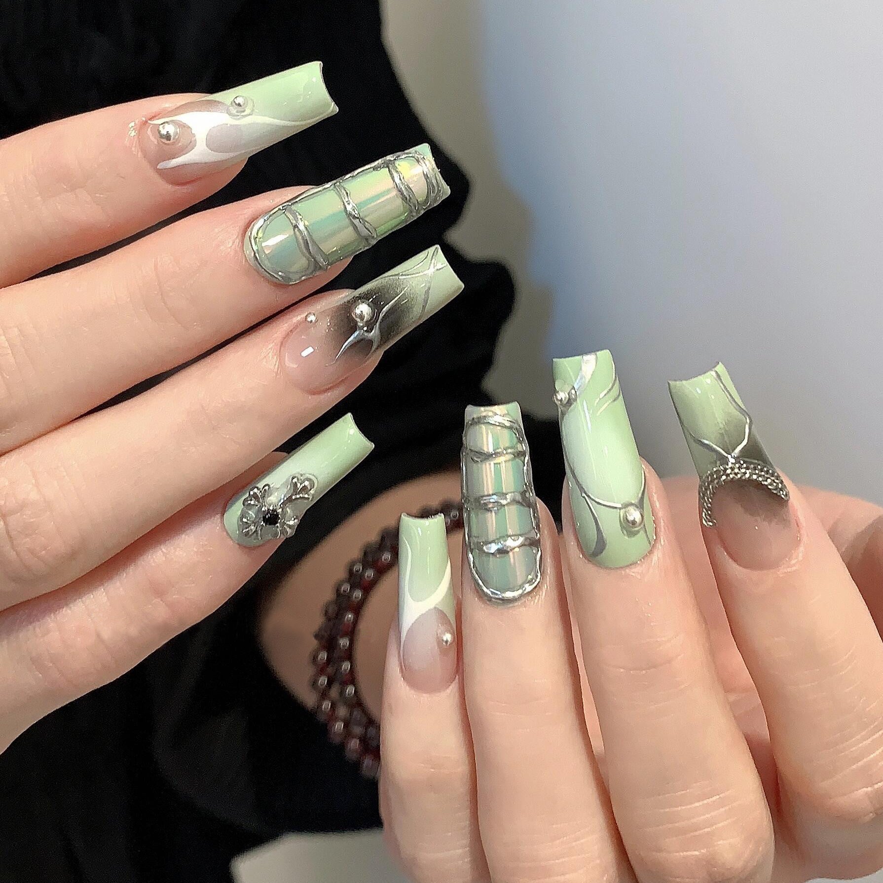 Siva Nail, Mint Mystique, Luxury Style Handmade Press on Nails