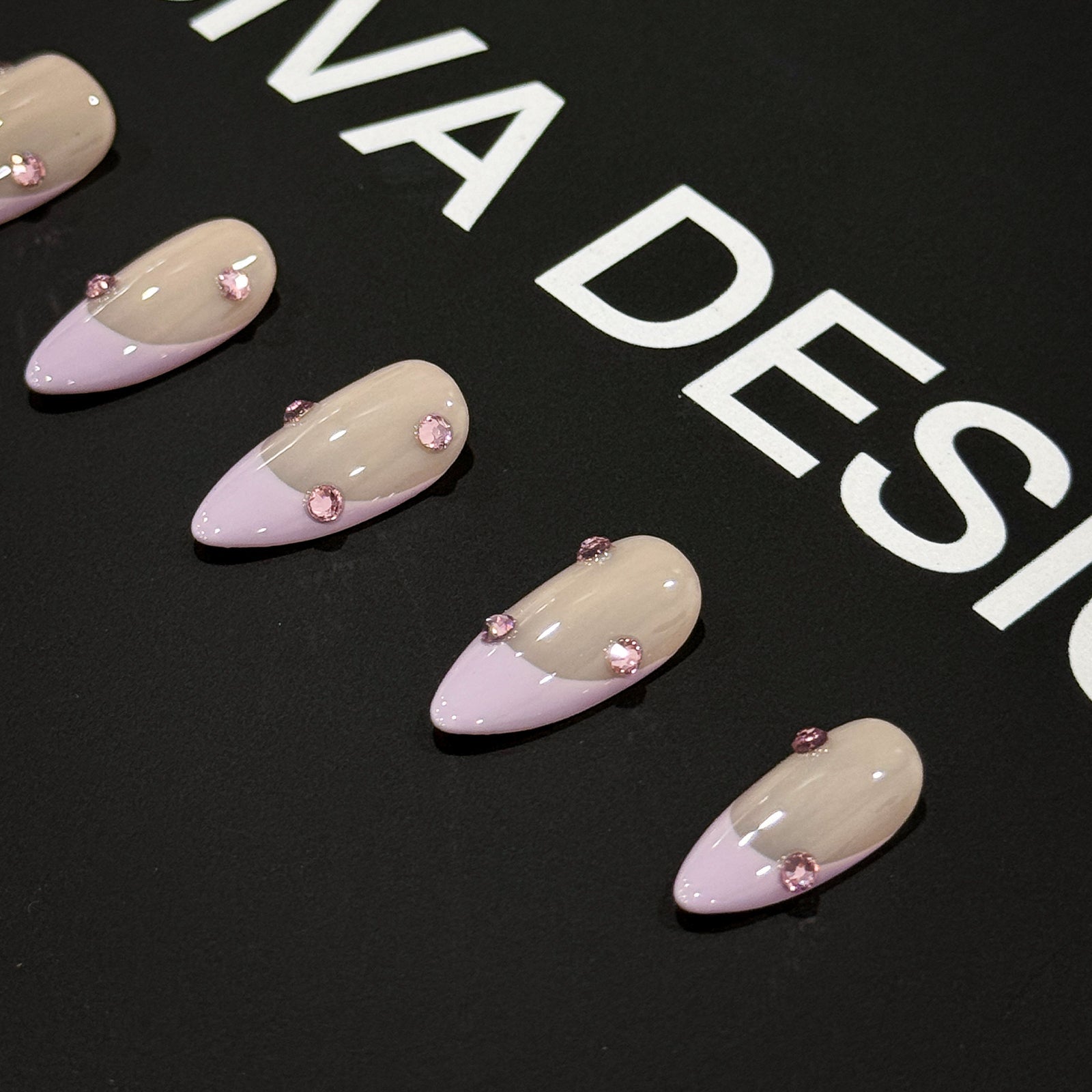 Siva Nail, Crystal Sands, Simple Pink Classic French, Handmade Press on Nails