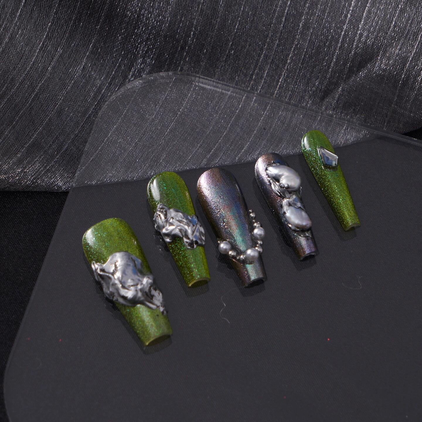 Siva Nail, Verde Vogue, Luxe Artistry, Handmade Press on Nails