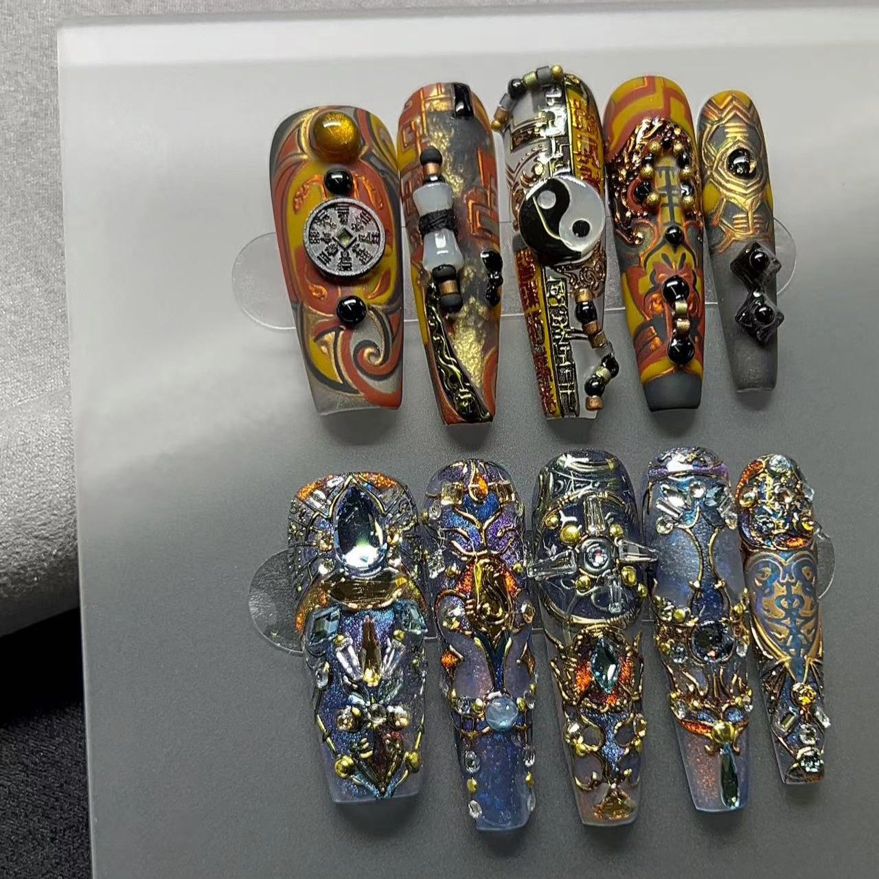 Siva Nail, Yin and Yang, Artistic Harmony, Handmade Press on Nails