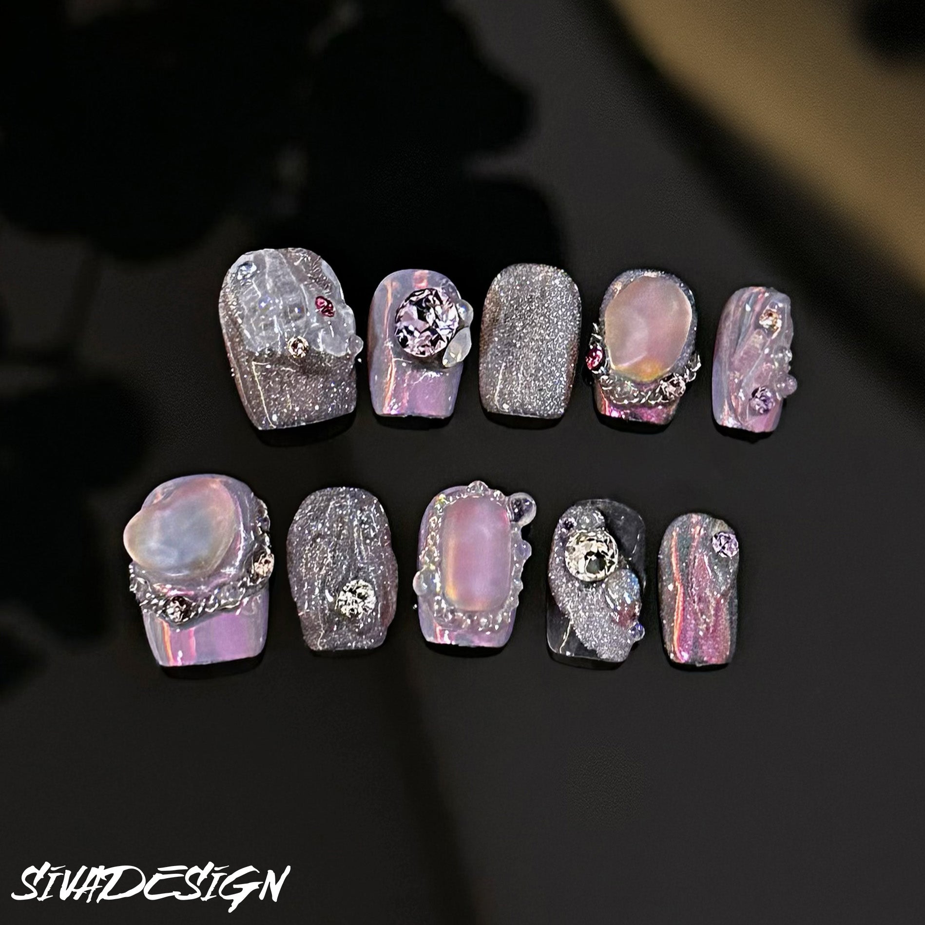 Siva Nail, Alice in Wonderland, Pink Designed Press on Nails