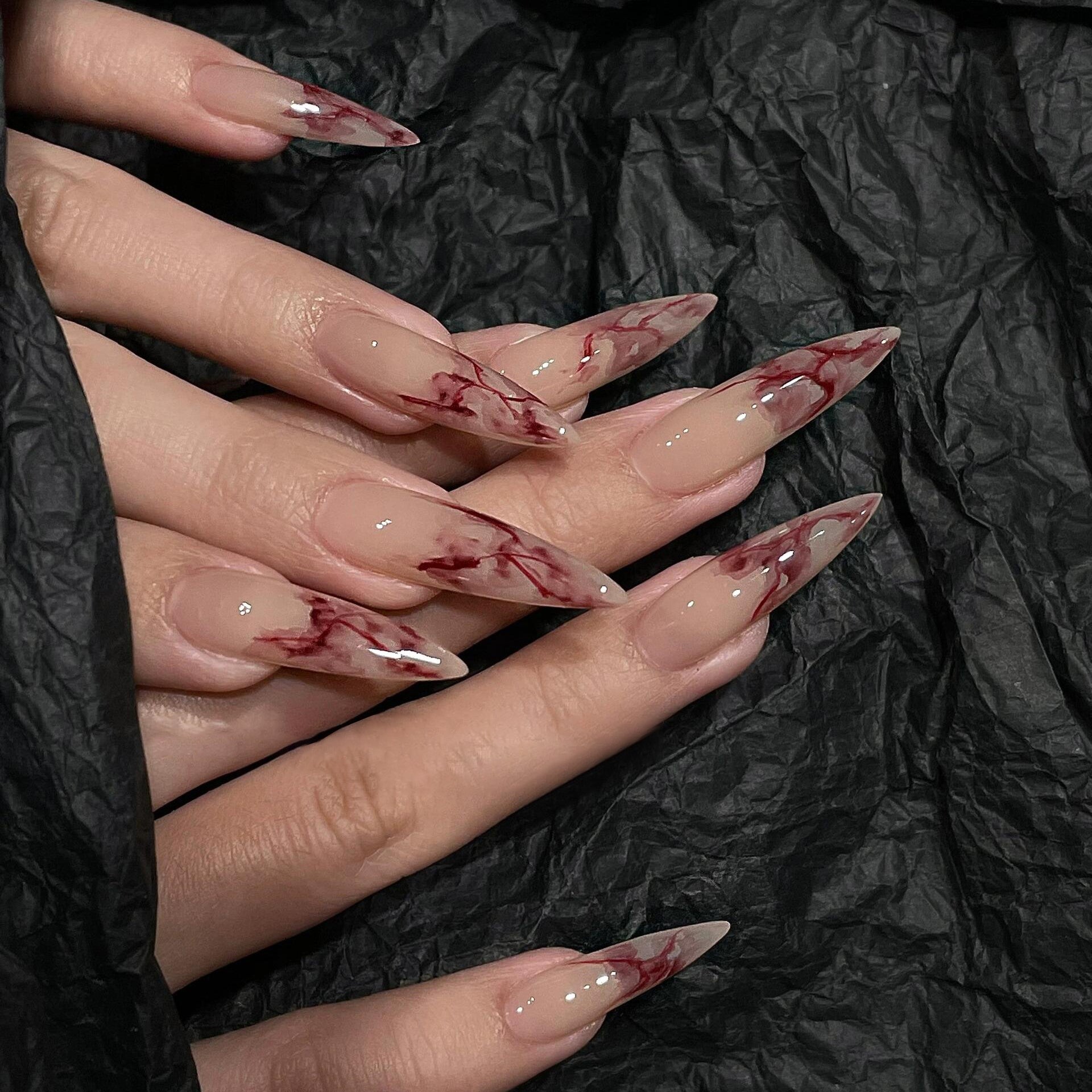 Siva Nail, Blood Moon Mystique, Dark Enchantment, Handmade Press on Nails