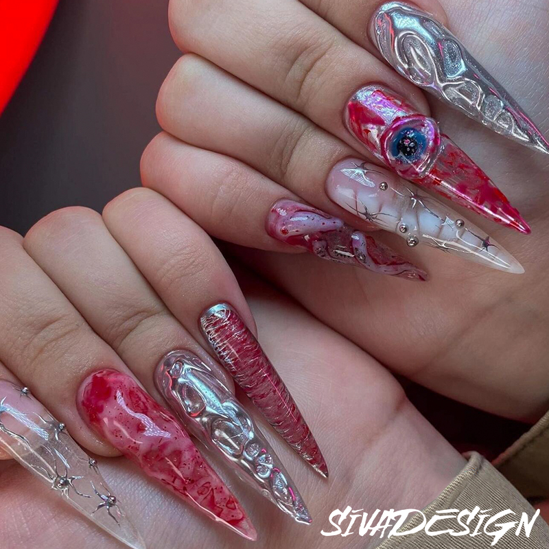 Siva Nail, Midnight Chaos, Halloween Press on Nails