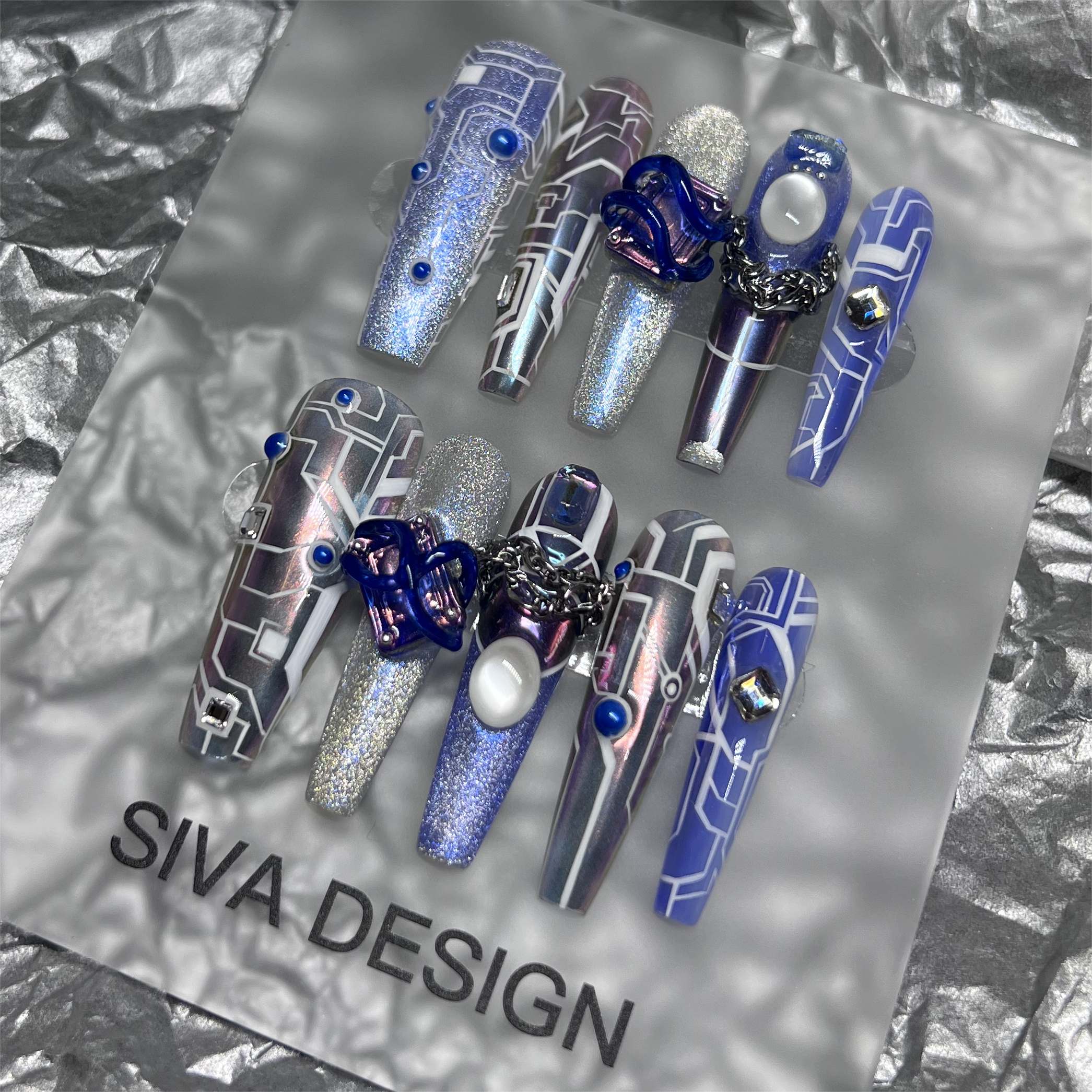 Siva Nail, Cyber Balance, Futuristic Style Handmade Press on Nails