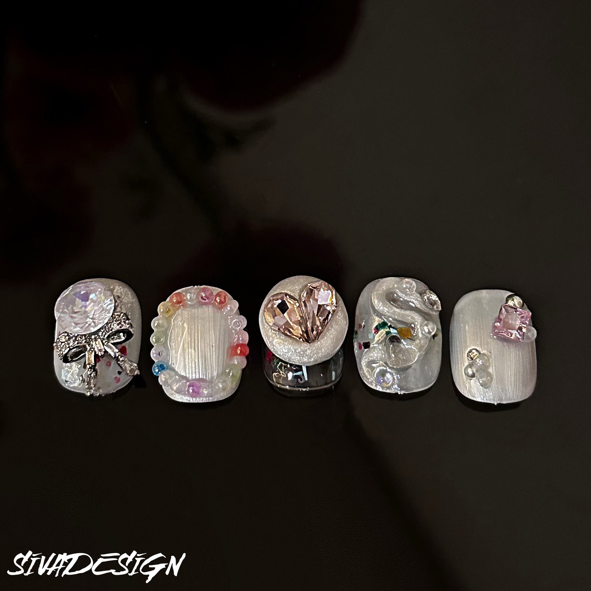 Siva Nail, Girls Club, Gemstone Handmade Press on Nails