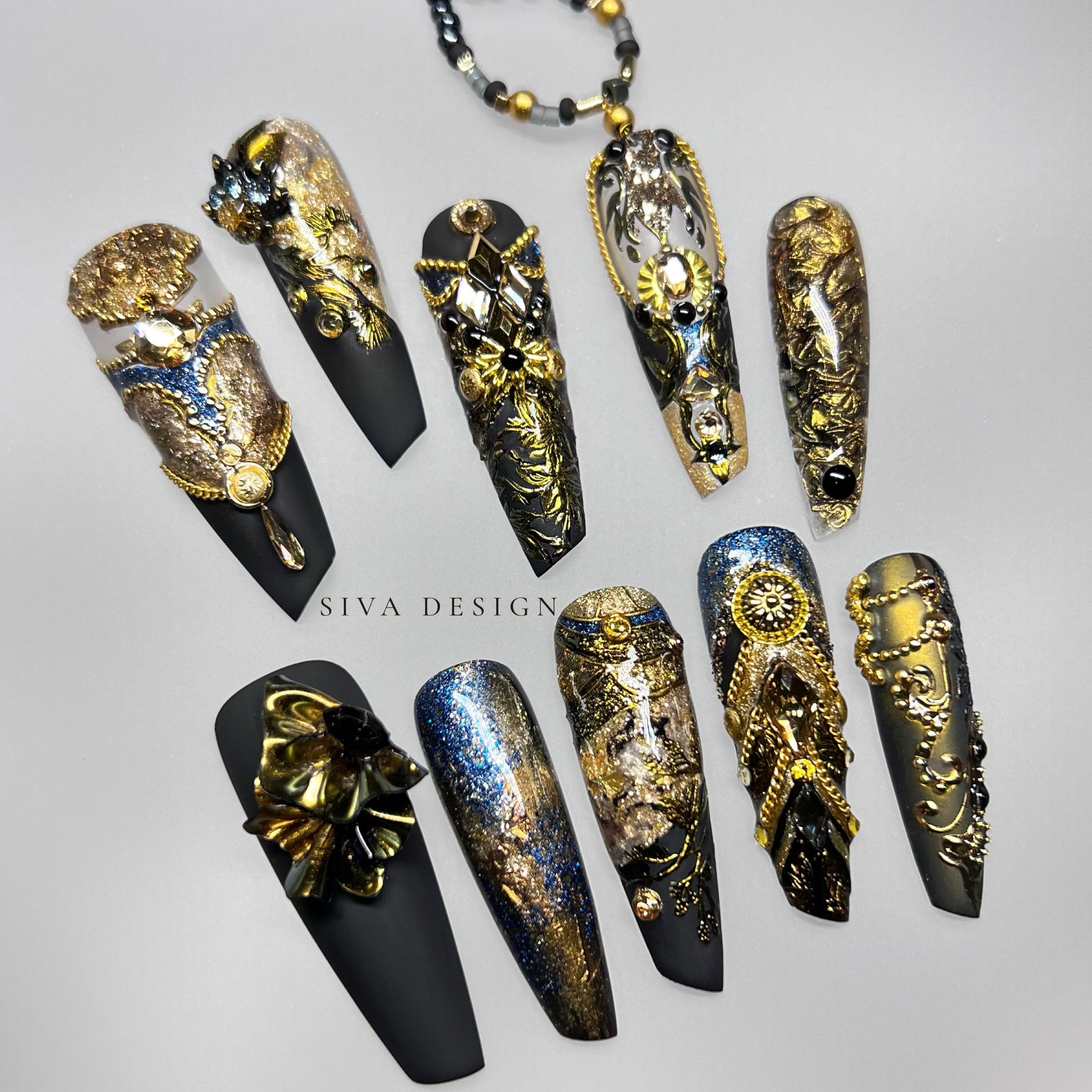 Siva Nail, Golden Revolution, Luxe Handmade Press on Nails