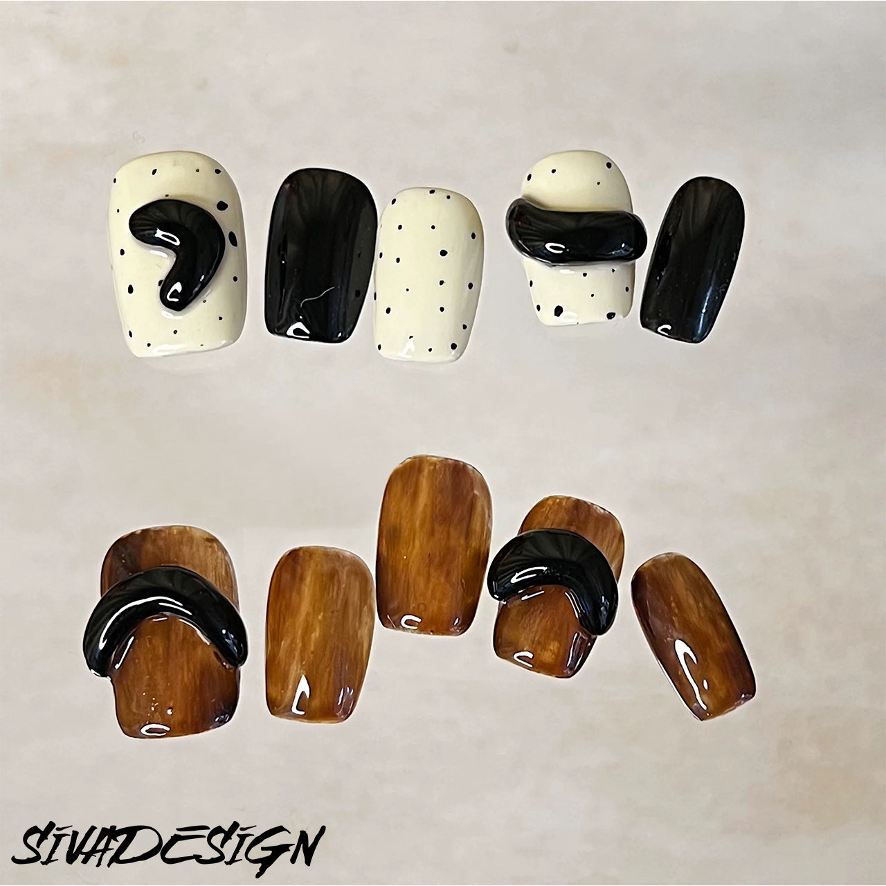 Siva Nail, Nightfall Speckles, Artisanal Handmade Press on Nails