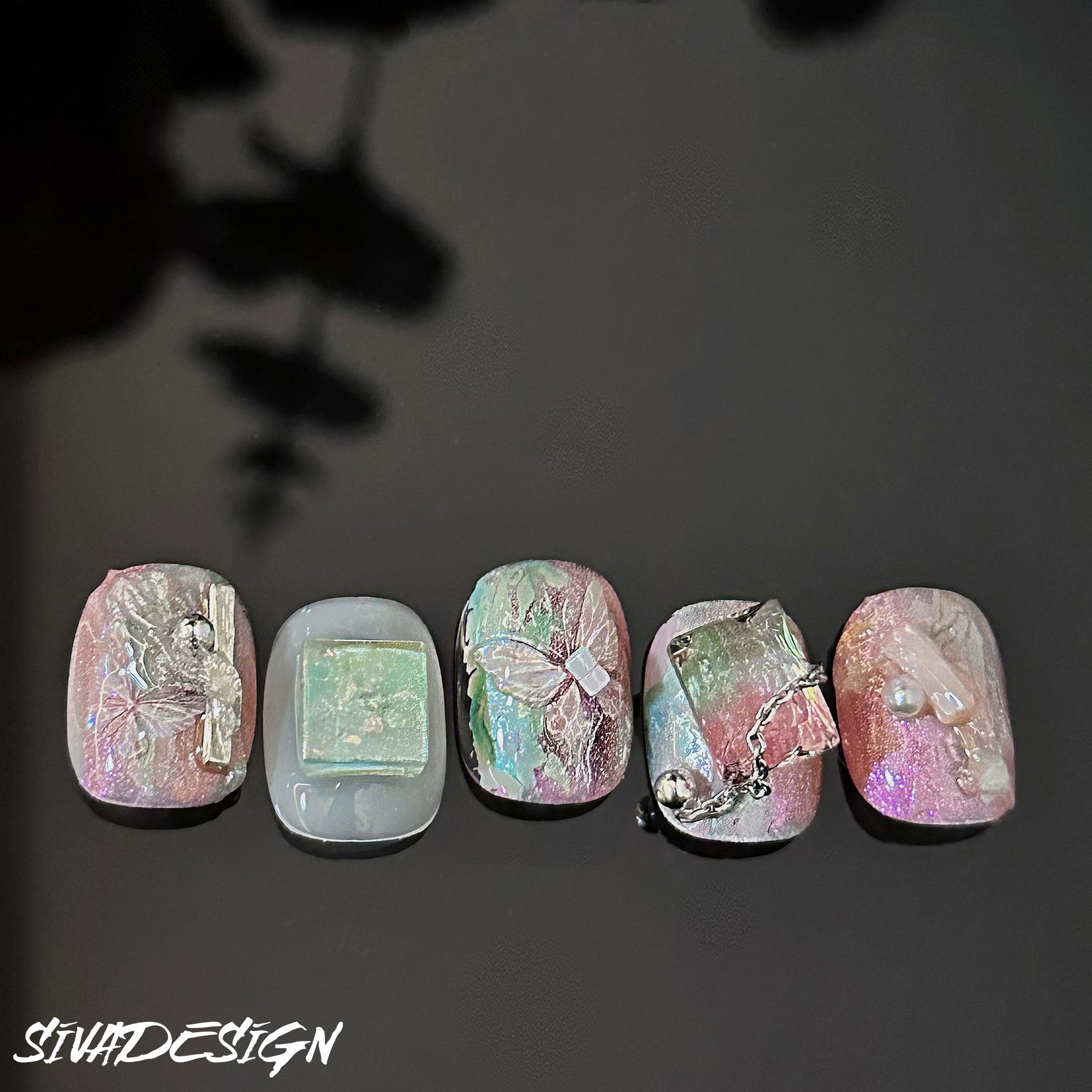 Siva Nail, Pastel Dream, Iridescent Handmade Press on Nails