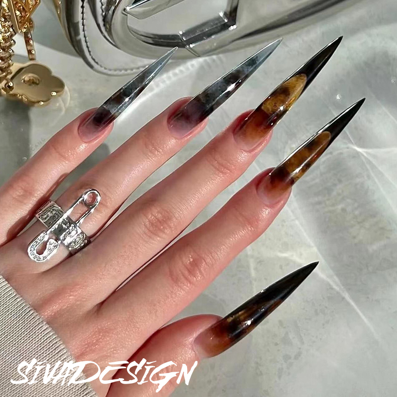 Siva Nail, Smoky Ember, Ombre Handmade Press on Nails