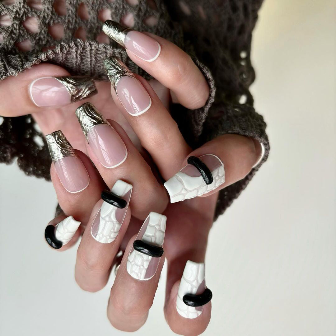 Siva Nail, Marble Elegance, Chic Texture, Handmade Press on Nails