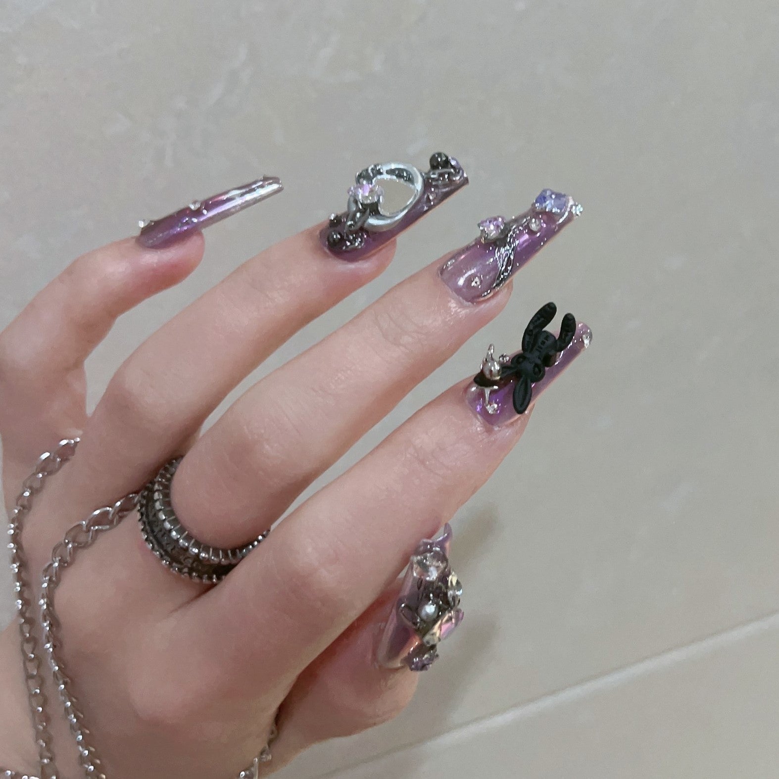 Siva Nail, Rabbit (Purple), Chic Handmade Press on Nails