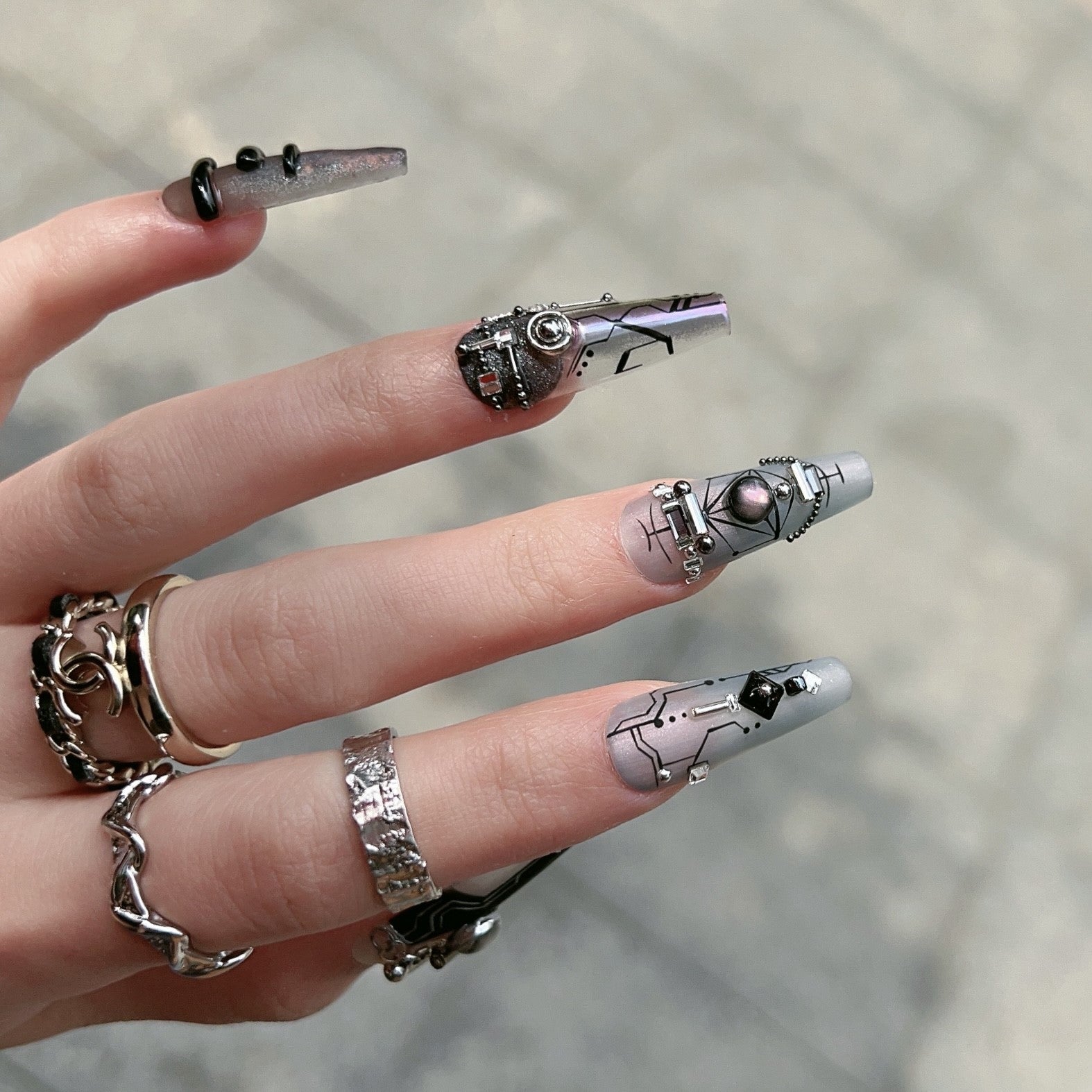 Siva Nail, Magic Planet, Futuristic Handmade Press on Nails