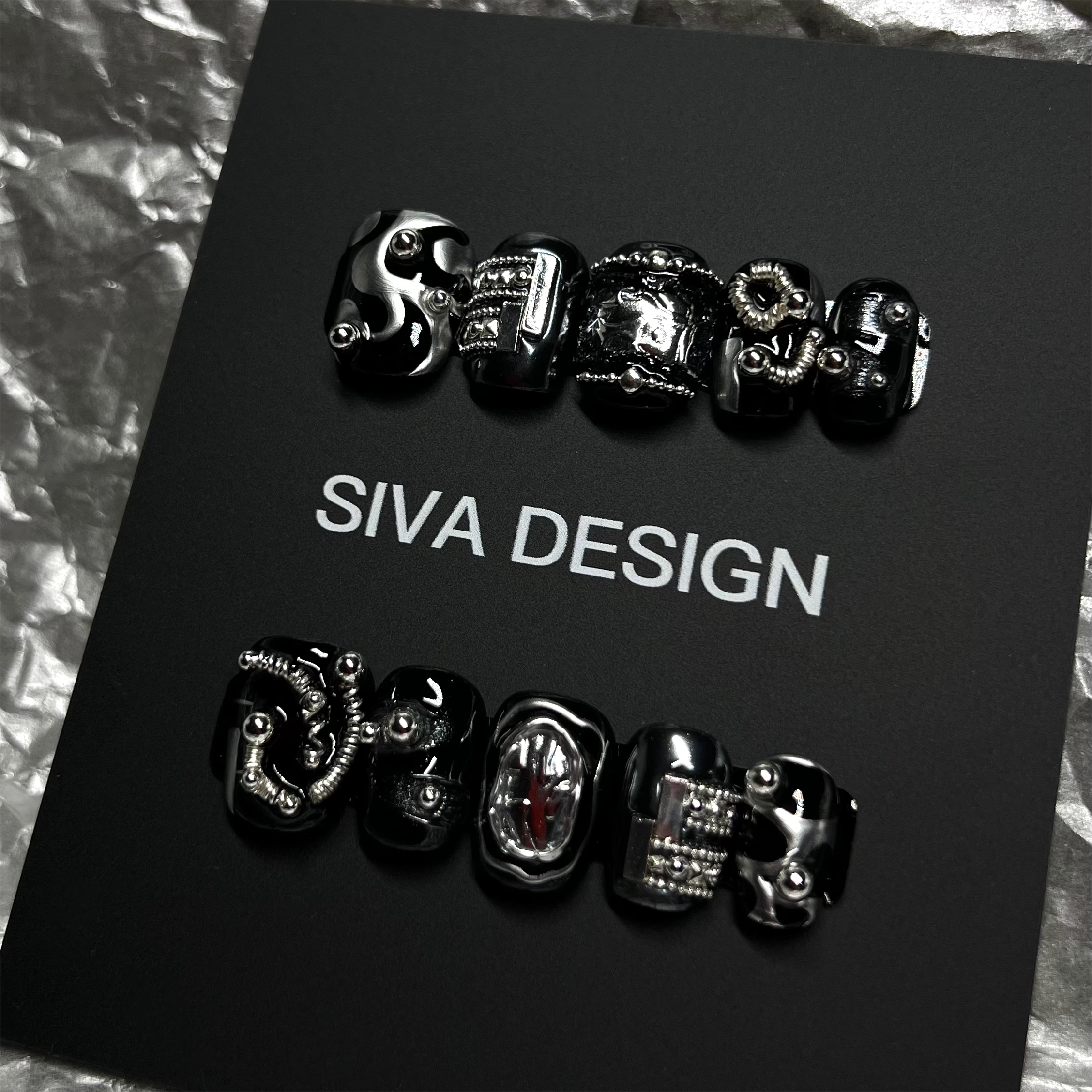 Siva Nail, Dark Oracle, Metal Style Handmade Press on Nails